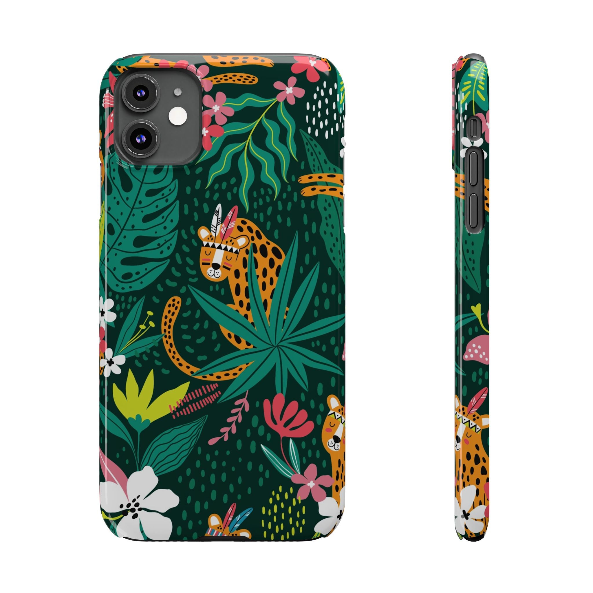 Slim Phone Case — Tropical Jungle Leopard Floral Pattern (Slim Protective Phone Cover)