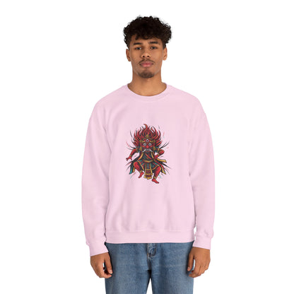Crewneck Sweatshirt — Red Demon Guardian Graphic