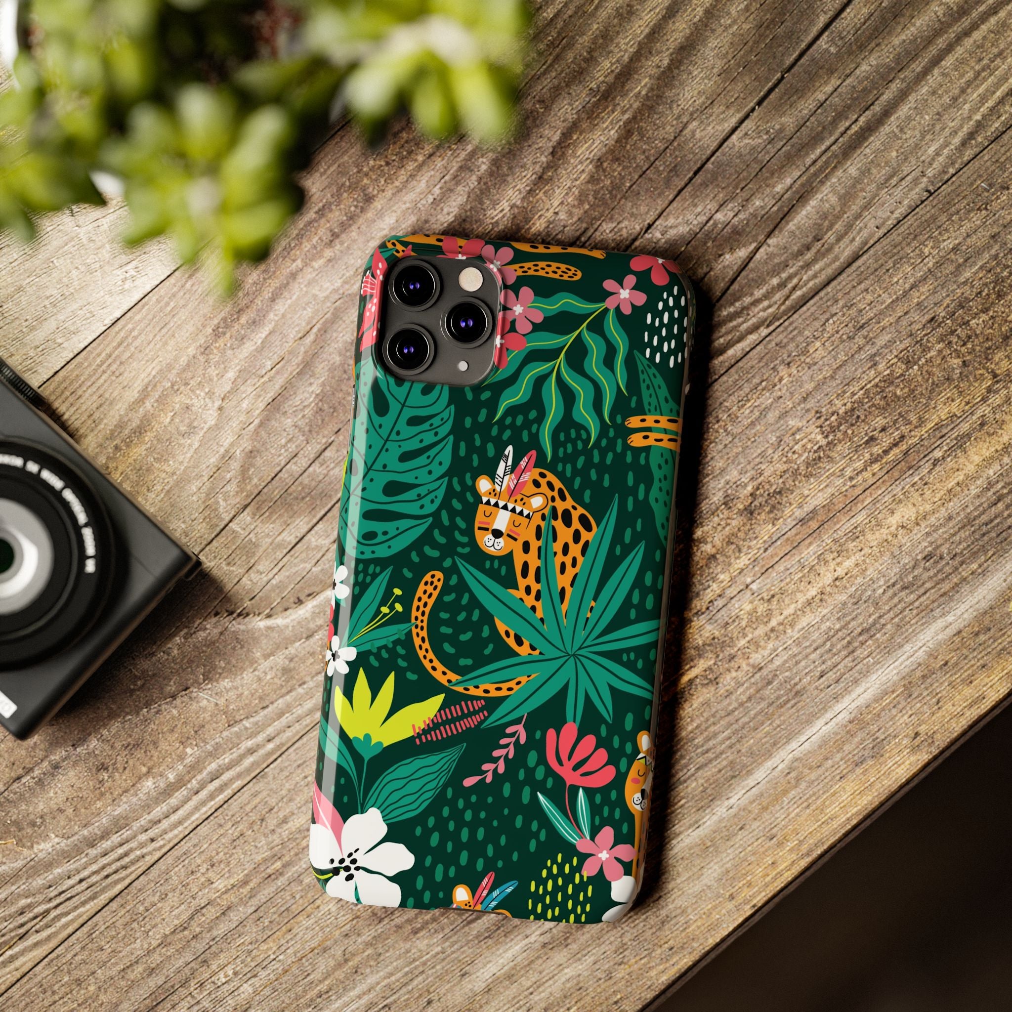 Slim Phone Case — Tropical Jungle Leopard Floral Pattern (Slim Protective Phone Cover)