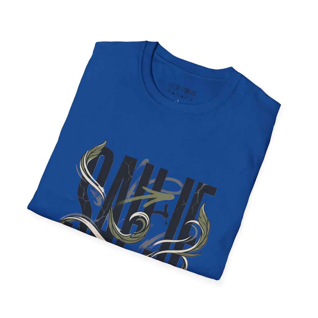 Saurus Graphic T-Shirt — Retro Block Lettering with Snake Illustration