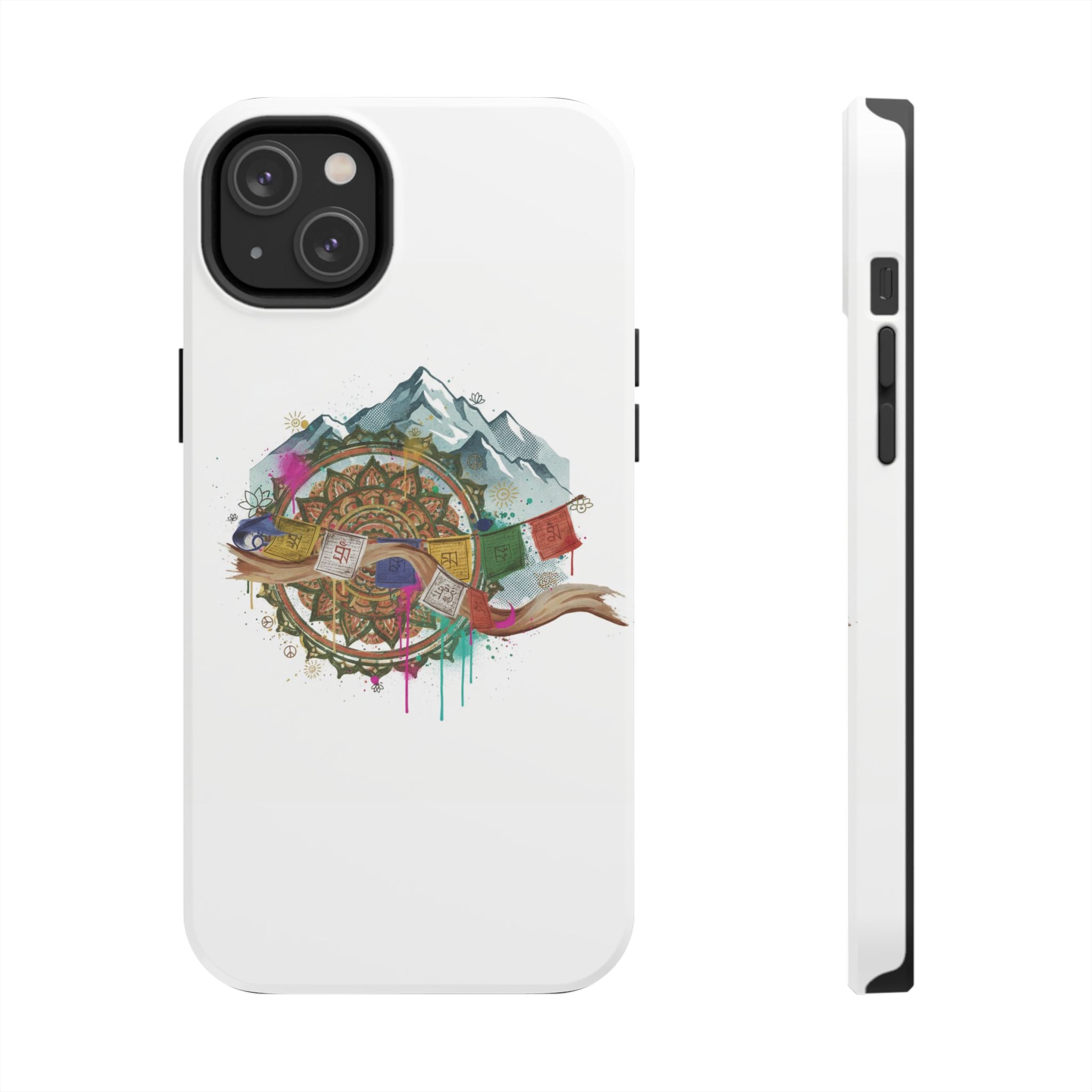 Mountain Compass Tough Phone Case with Prayer Flags & Fish Design