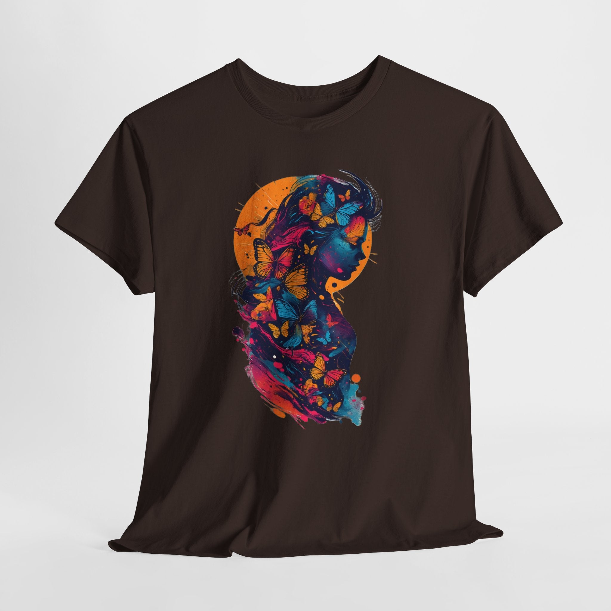 Butterfly Silhouette Graphic Tee — Colorful Maternity Profile Design