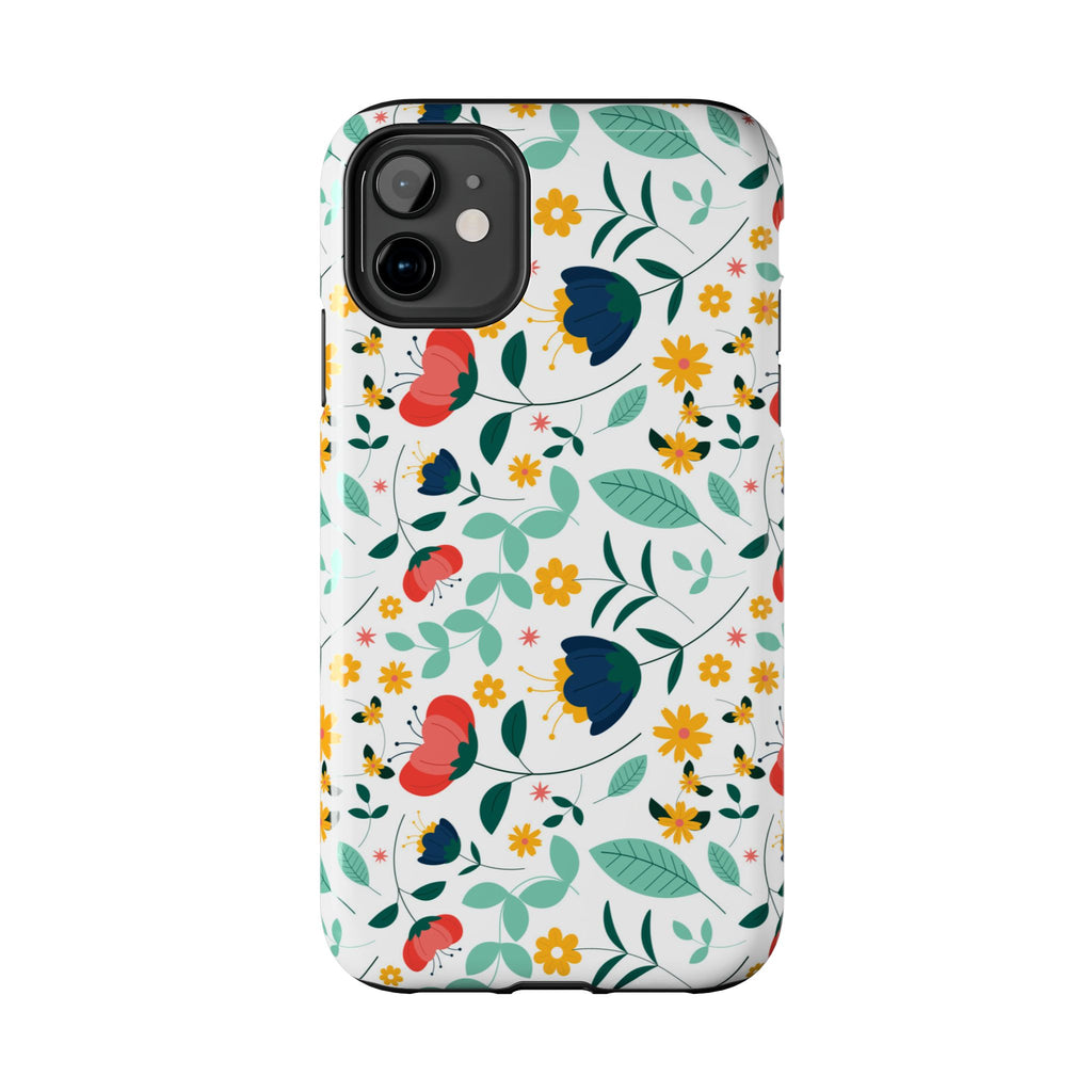 Floral Pattern Tough Phone Case — Colorful Spring Flowers Phone Cover