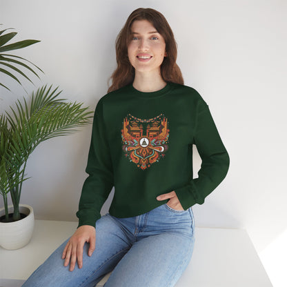 Vintage Tribal Fox Sweatshirt — Geometric Forest Animal Crewneck