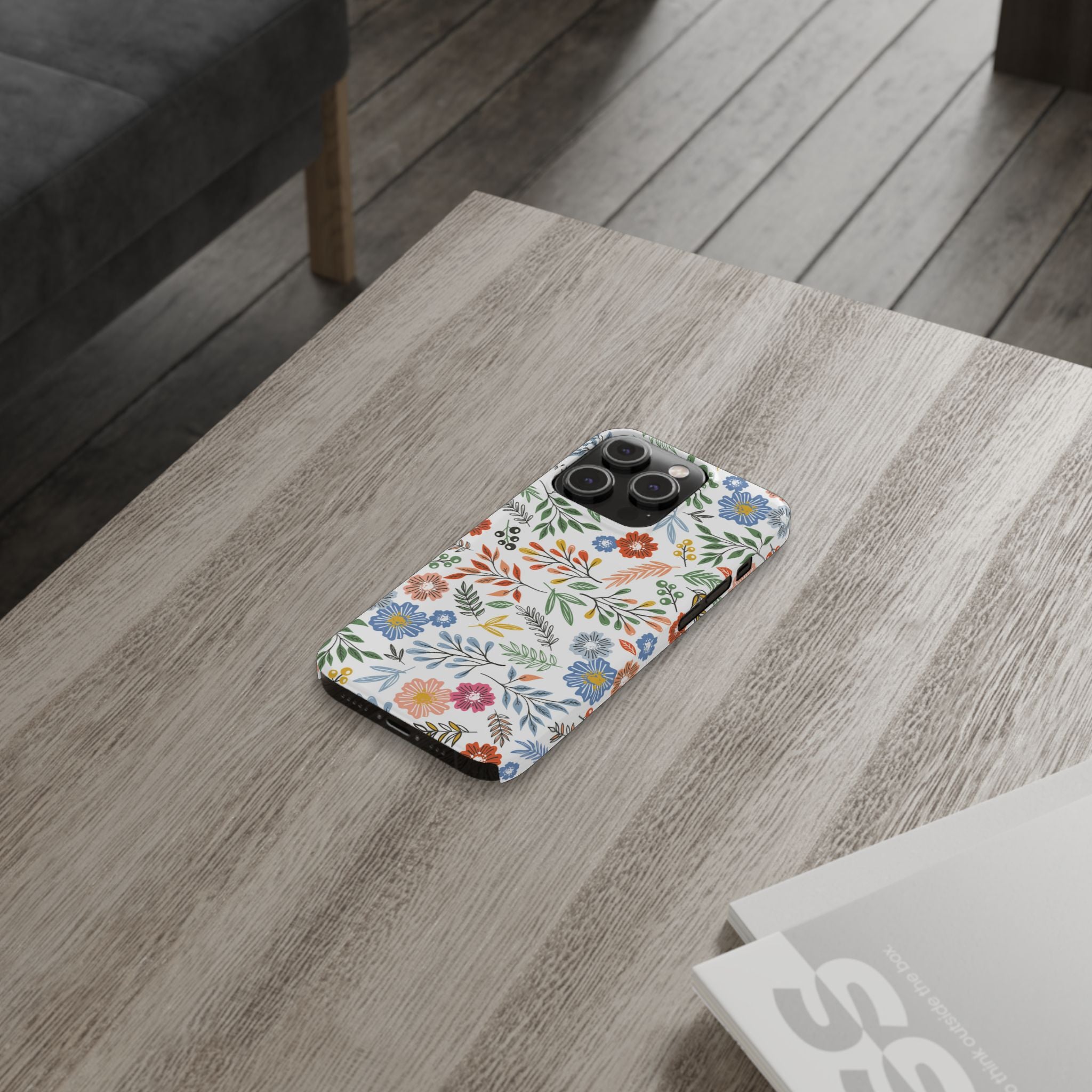 Slim Floral Phone Case — Colorful Hand-Drawn Wildflower Design