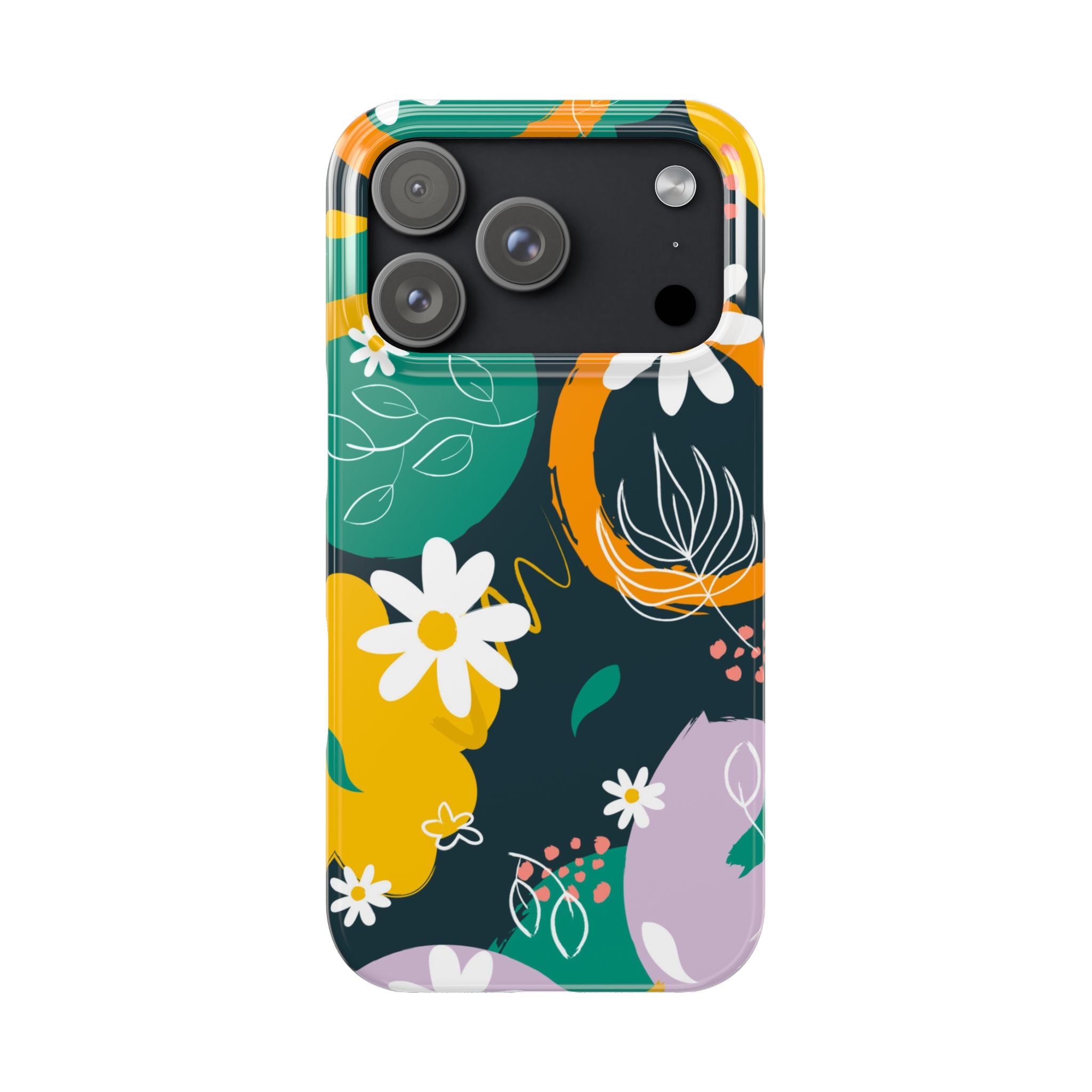 Floral Circle Slim Phone Case — Colorful Abstract Daisies Phone Cover