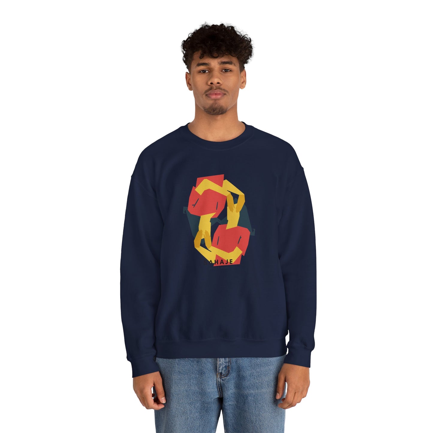 Abstract Flamingo Geometric Crewneck Sweatshirt