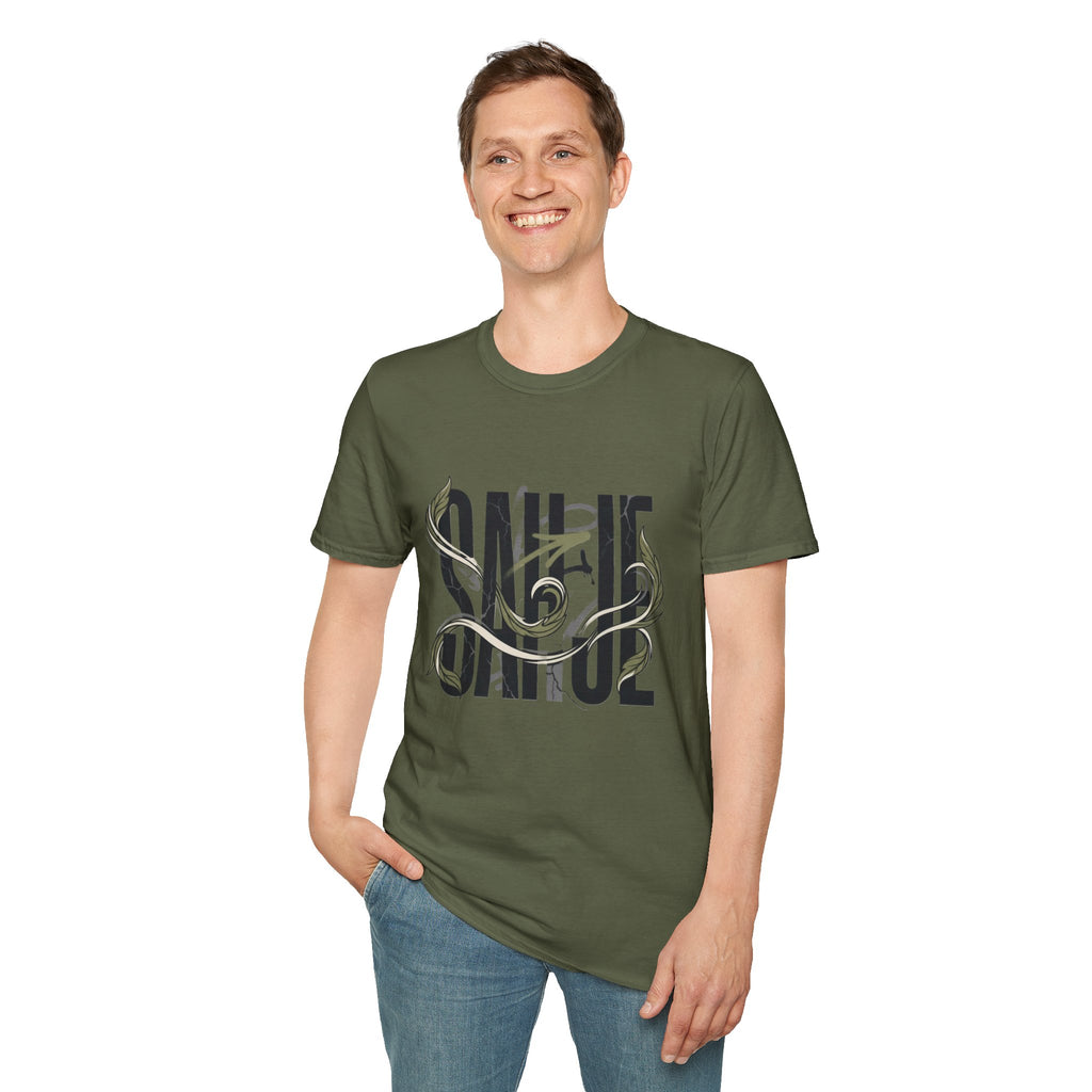 Saurus Graphic T-Shirt — Retro Block Lettering with Snake Illustration