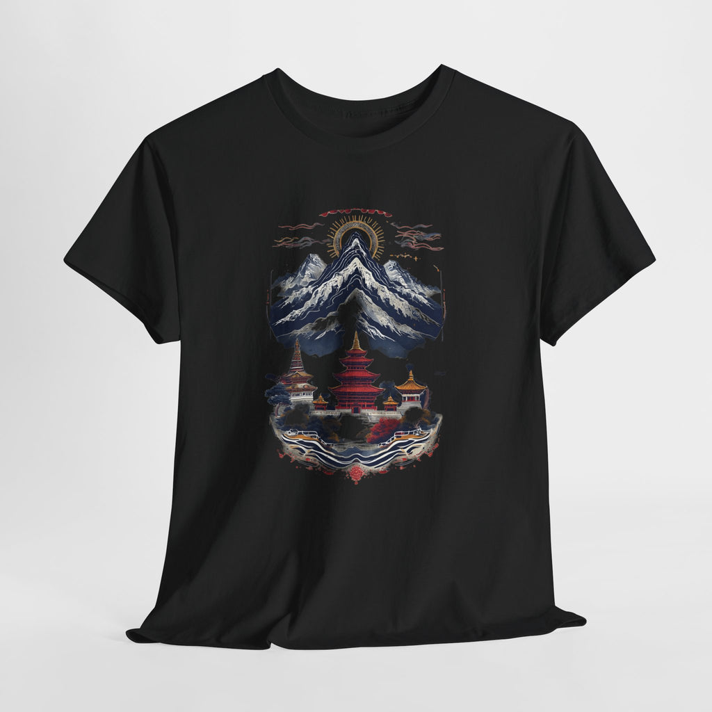 Japanese Mountain Pagoda T-Shirt — Zen Temple Landscape Tee