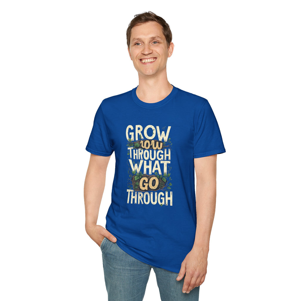 T-Shirt — Floral 'Grow Slow, Go Through' Inspirational Graphic Tee