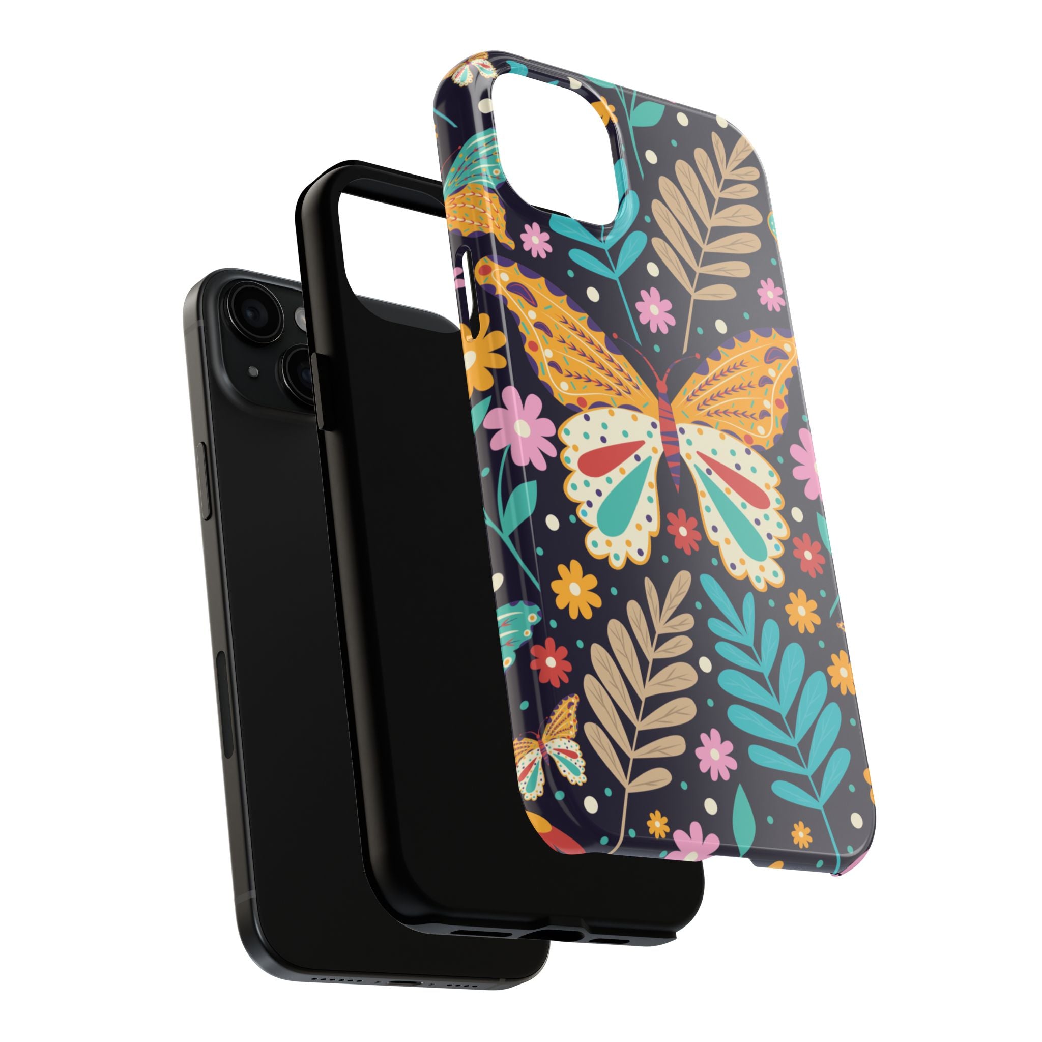 Floral Butterfly Tough Phone Case — Colorful Garden Protective Cover