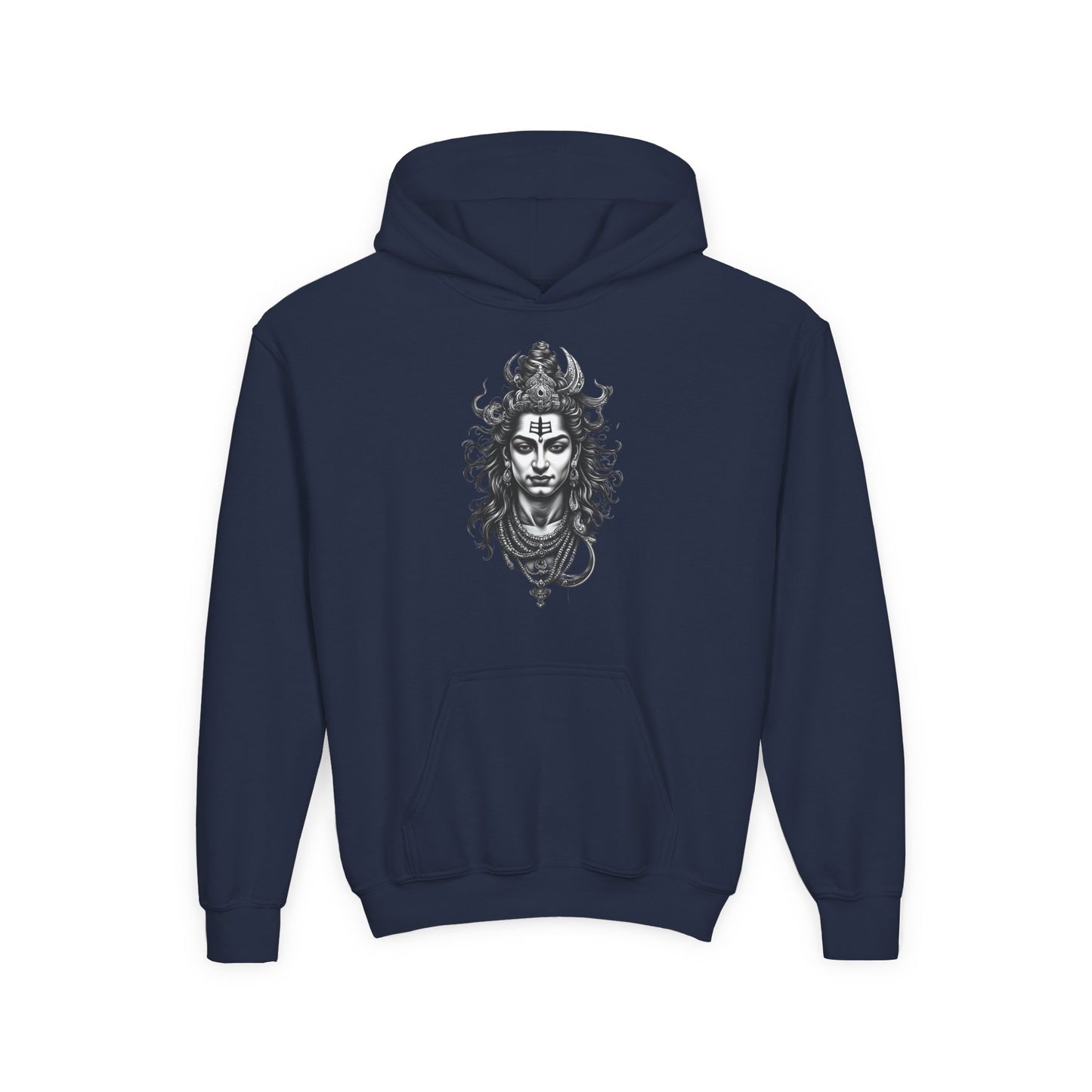 Shiva Illustration Youth Hoodie — Mystical Hindu God Graphic Pullover