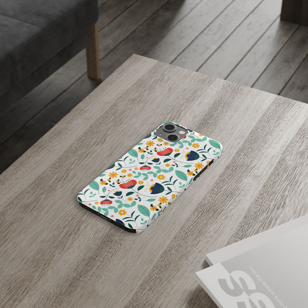 Floral Slim Phone Case — Colorful Folk Flower Pattern
