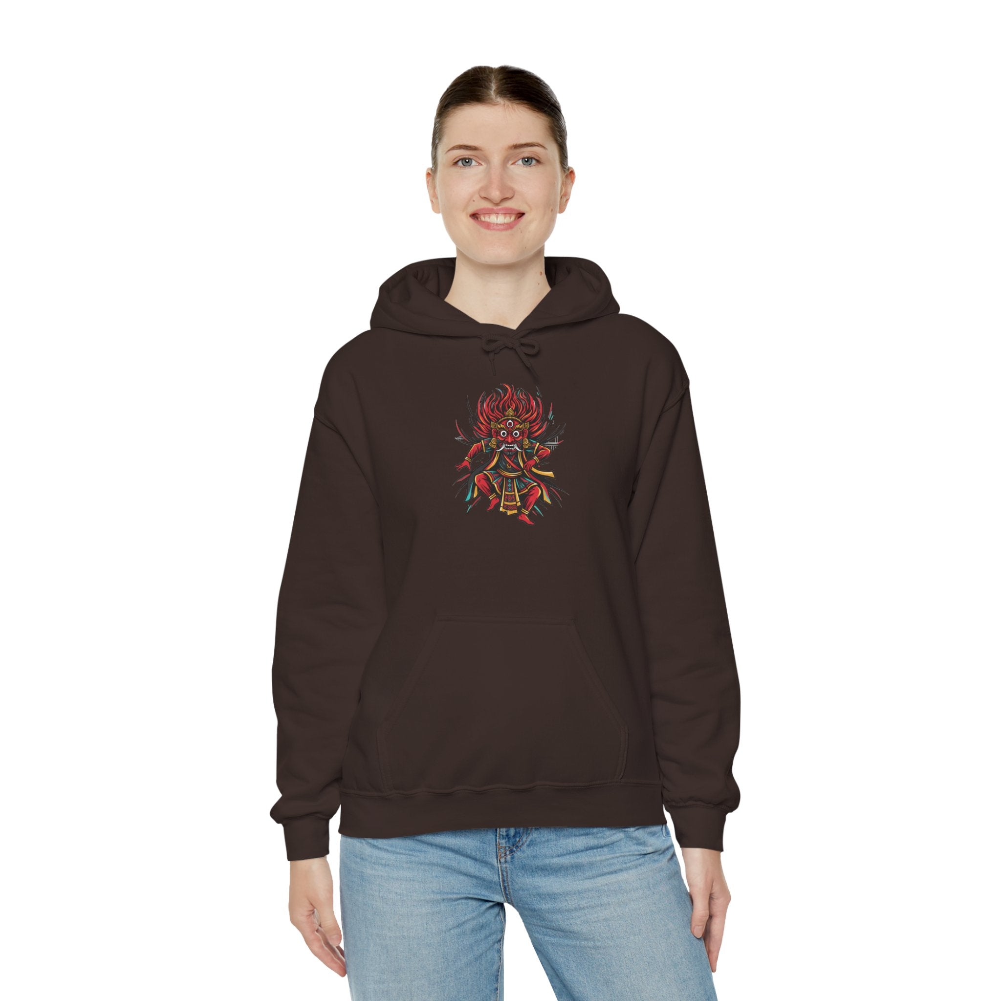 Demonic Oni Mask Hoodie — Japanese Demon Illustration Sweatshirt