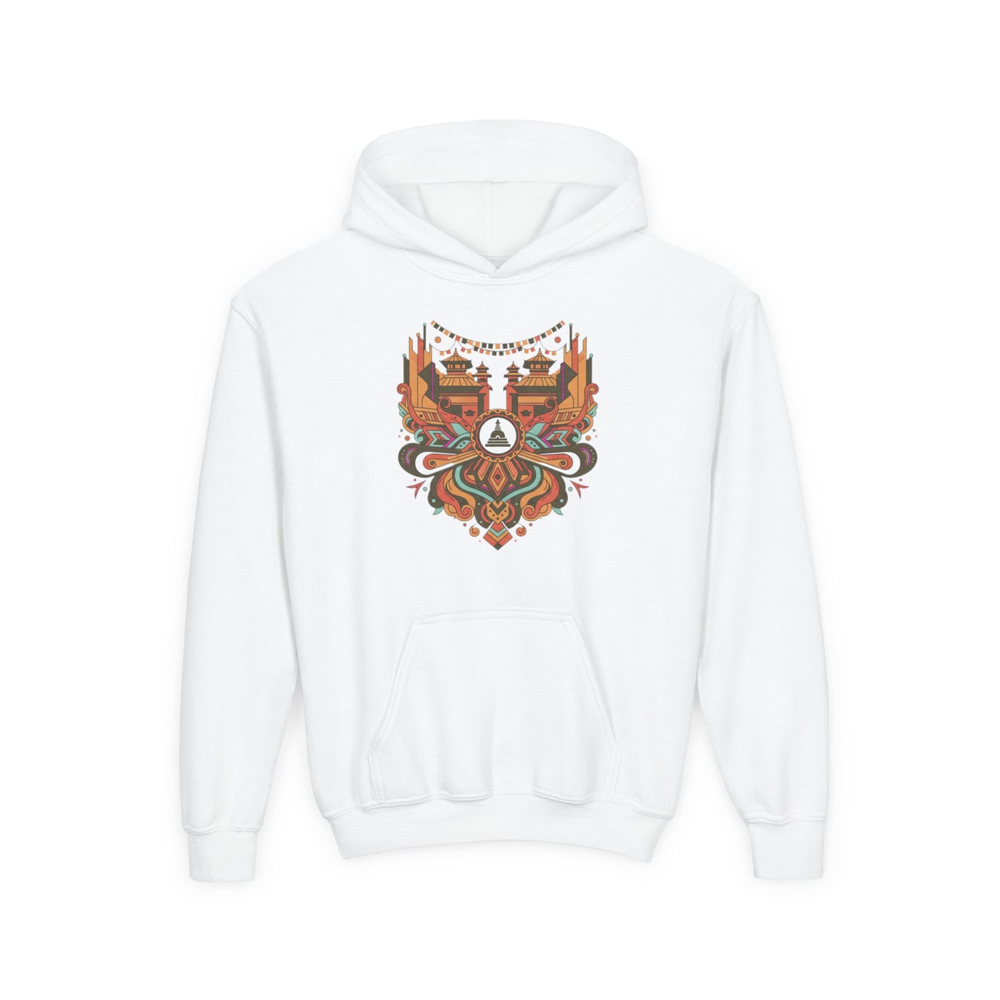 Youth Hoodie — Rustic Peace Mandala Graphic