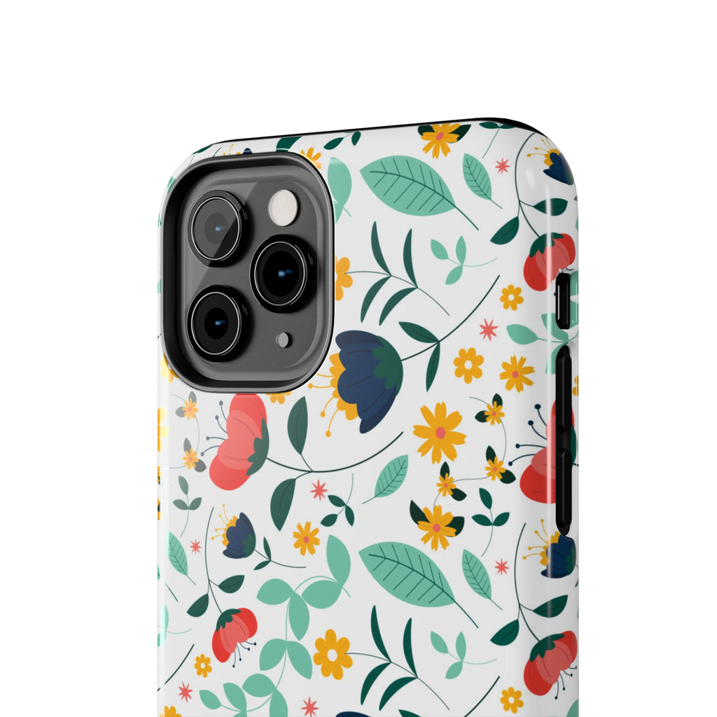 Floral Pattern Tough Phone Case — Colorful Spring Flowers Phone Cover