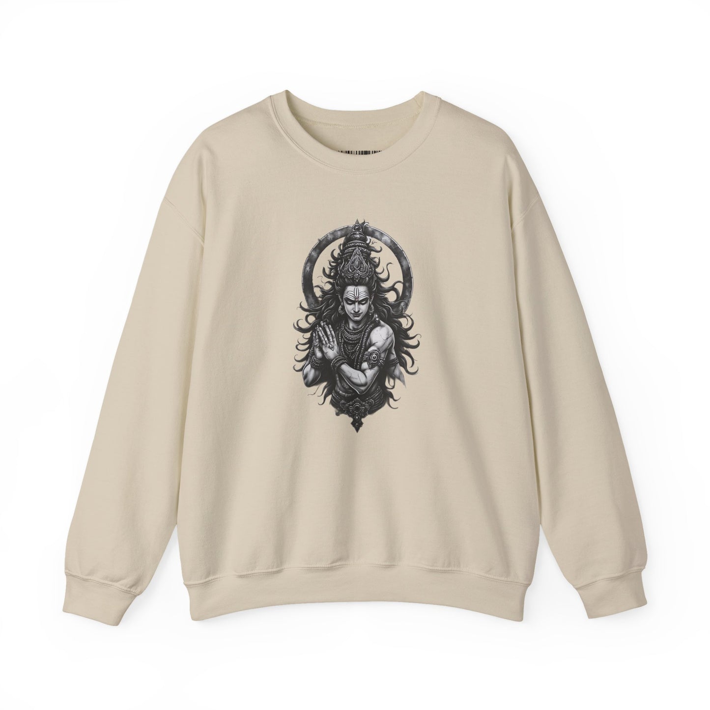 Shiva Meditation Crewneck Sweatshirt — Detailed Shiva Portrait Spiritual Yoga Pullover