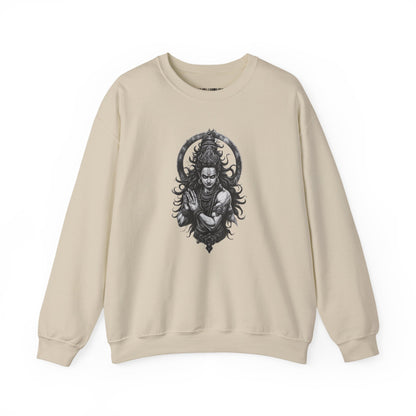 Shiva Meditation Crewneck Sweatshirt — Detailed Shiva Portrait Spiritual Yoga Pullover