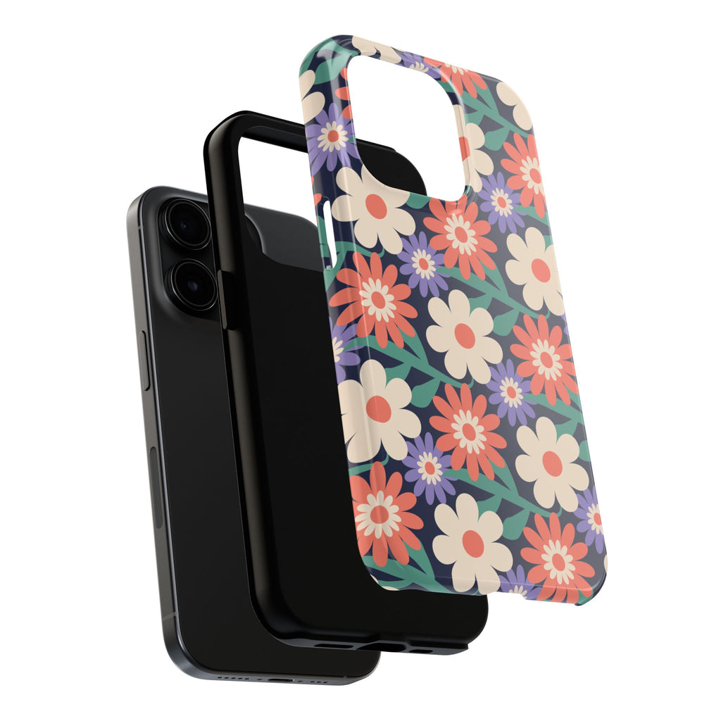 Floral Tough Phone Case — Retro Daisies Protective Phone Cover