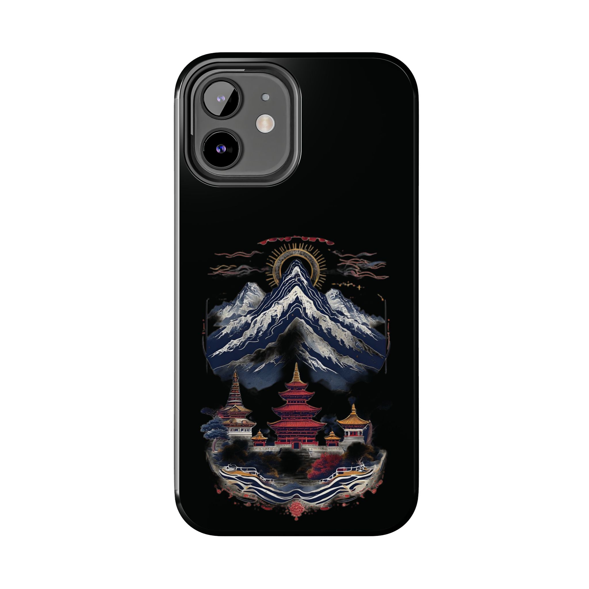 Mountain Temple Tough Phone Case — Japanese-Inspired Landscape Phone Cover