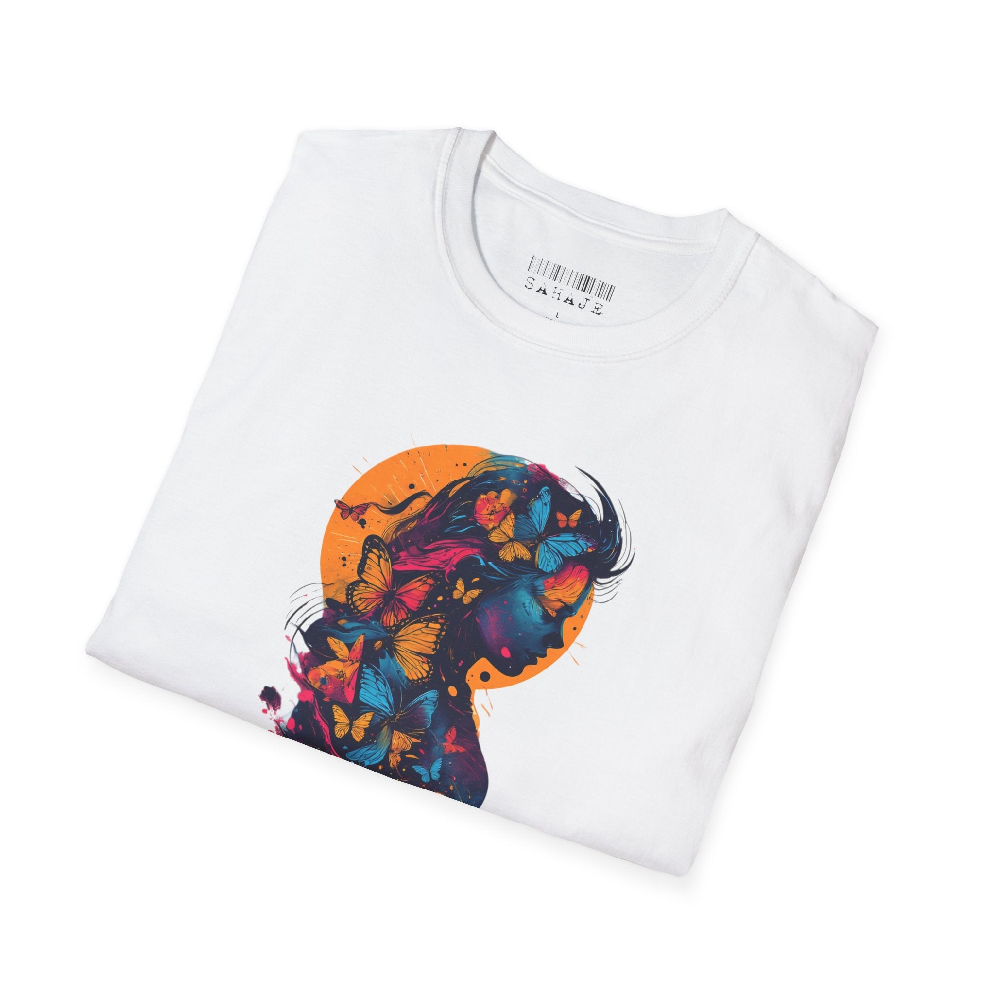 Butterfly Silhouette T-Shirt — Colorful Floral Profile Tee