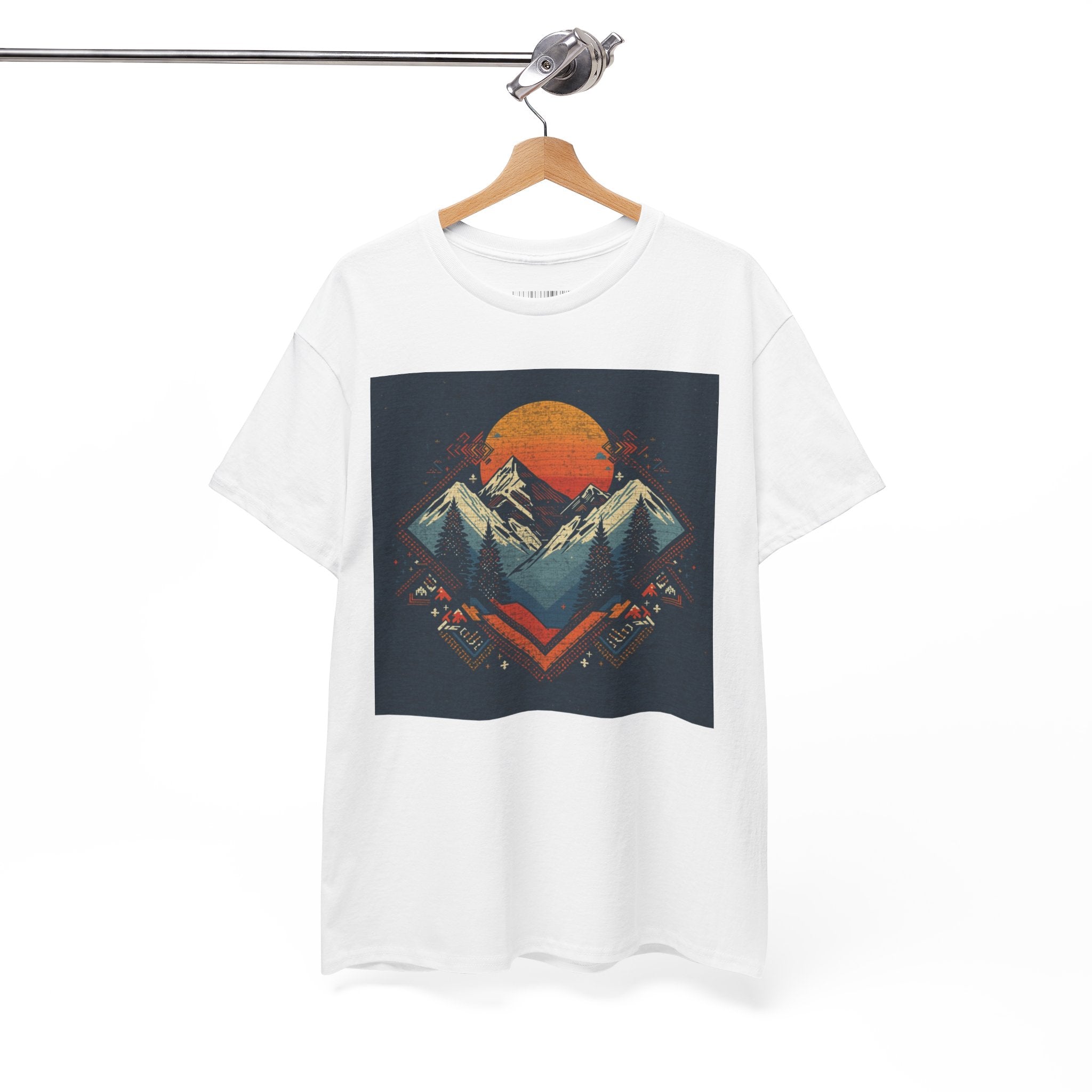 Mountain Sunset Graphic Tee — Vintage Retro Outdoor Nature T-Shirt