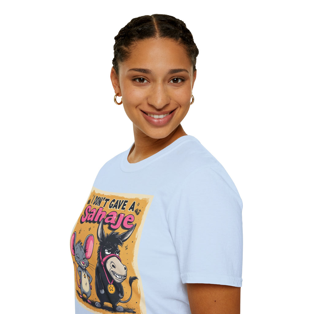 Don’t Give a Satrage T-Shirt — Funny Mouse & Donkey Cartoon Tee