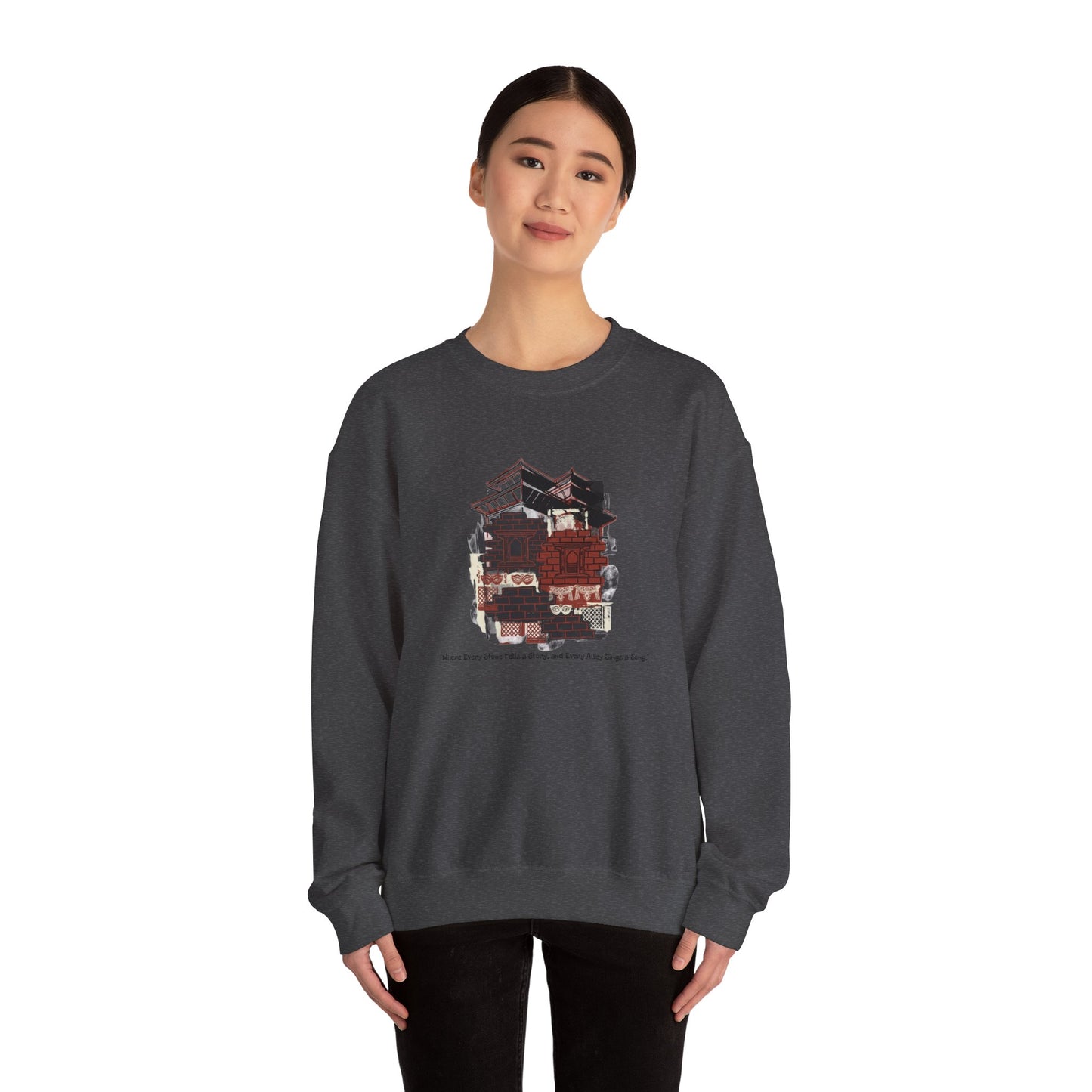 Crewneck Sweatshirt — Cozy Vintage Cabin Illustration with Quote