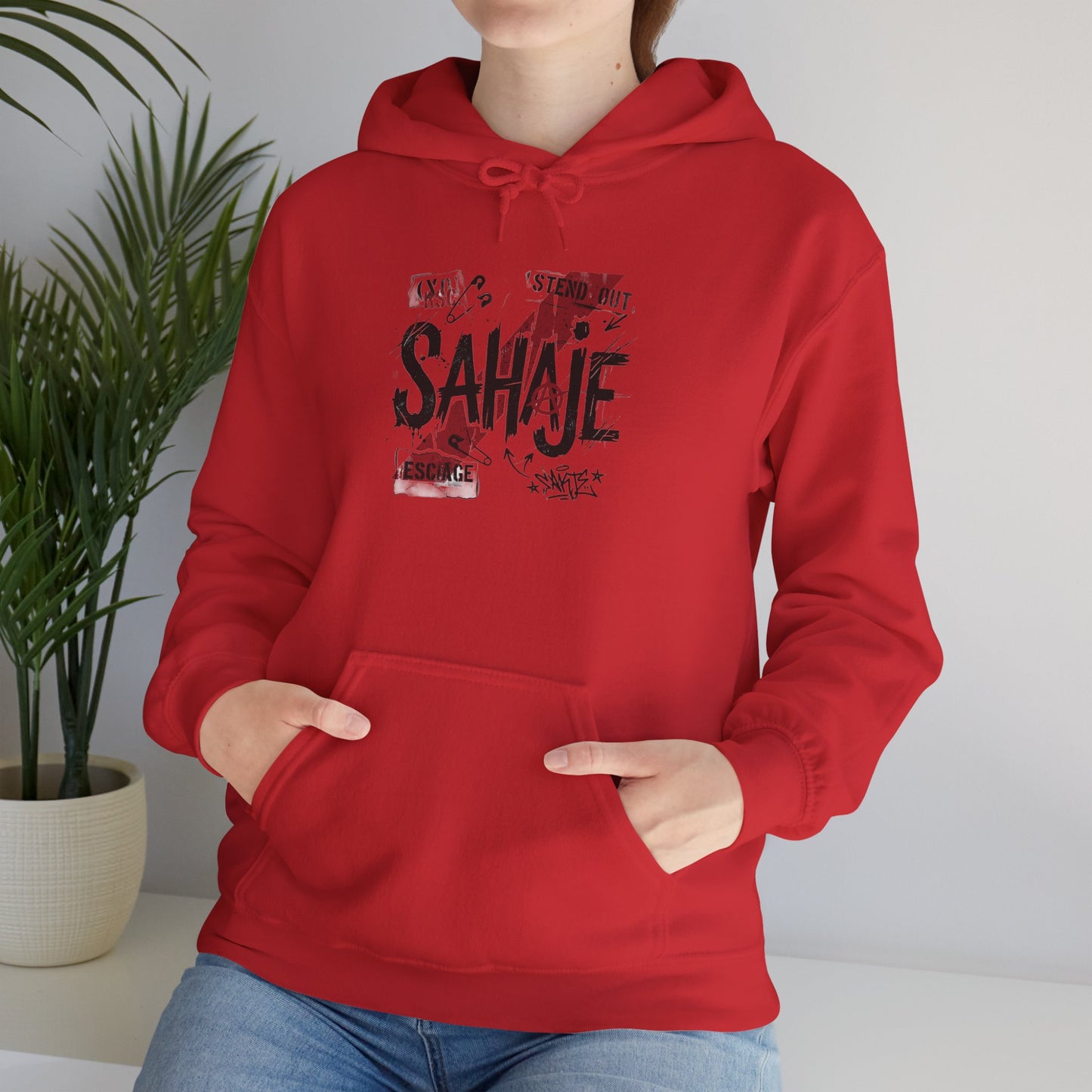 Sahaje Graphic Hoodie – Distressed Vintage Script Pullover