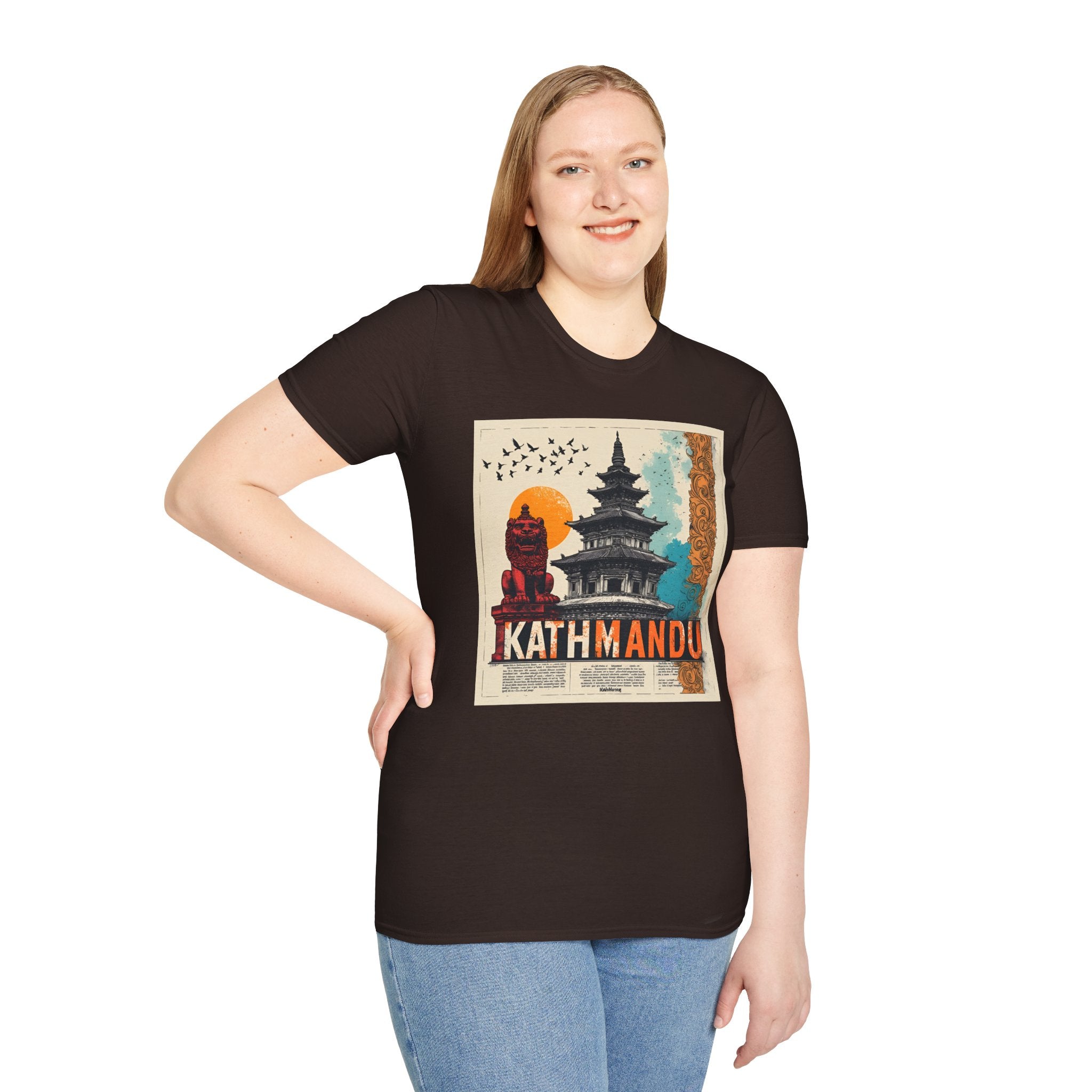 Kathmandu Vintage Travel T-Shirt – Retro Nepal Skyline Graphic Tee, Cultural Tourism Design