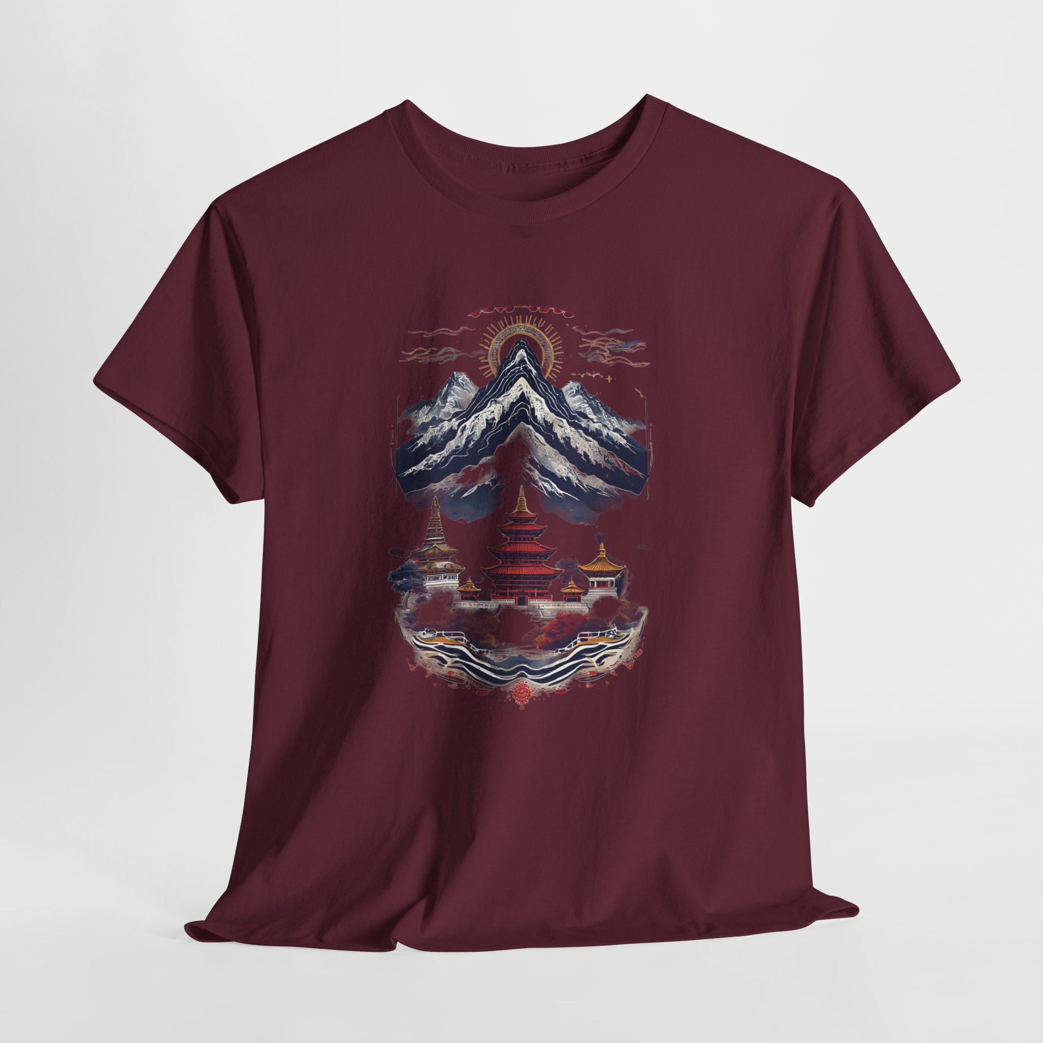 Japanese Mountain Pagoda T-Shirt — Zen Temple Landscape Tee