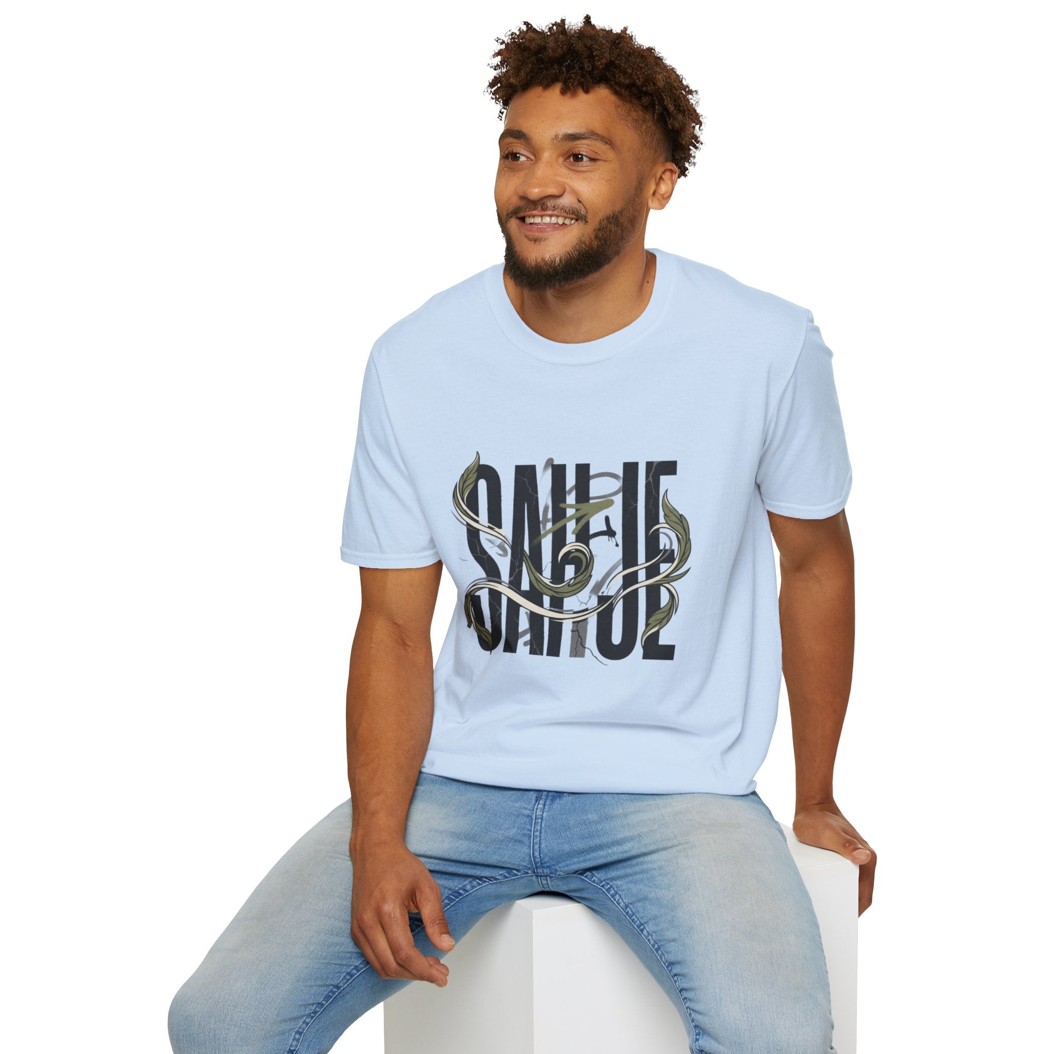 Saurus Graphic T-Shirt — Retro Block Lettering with Snake Illustration