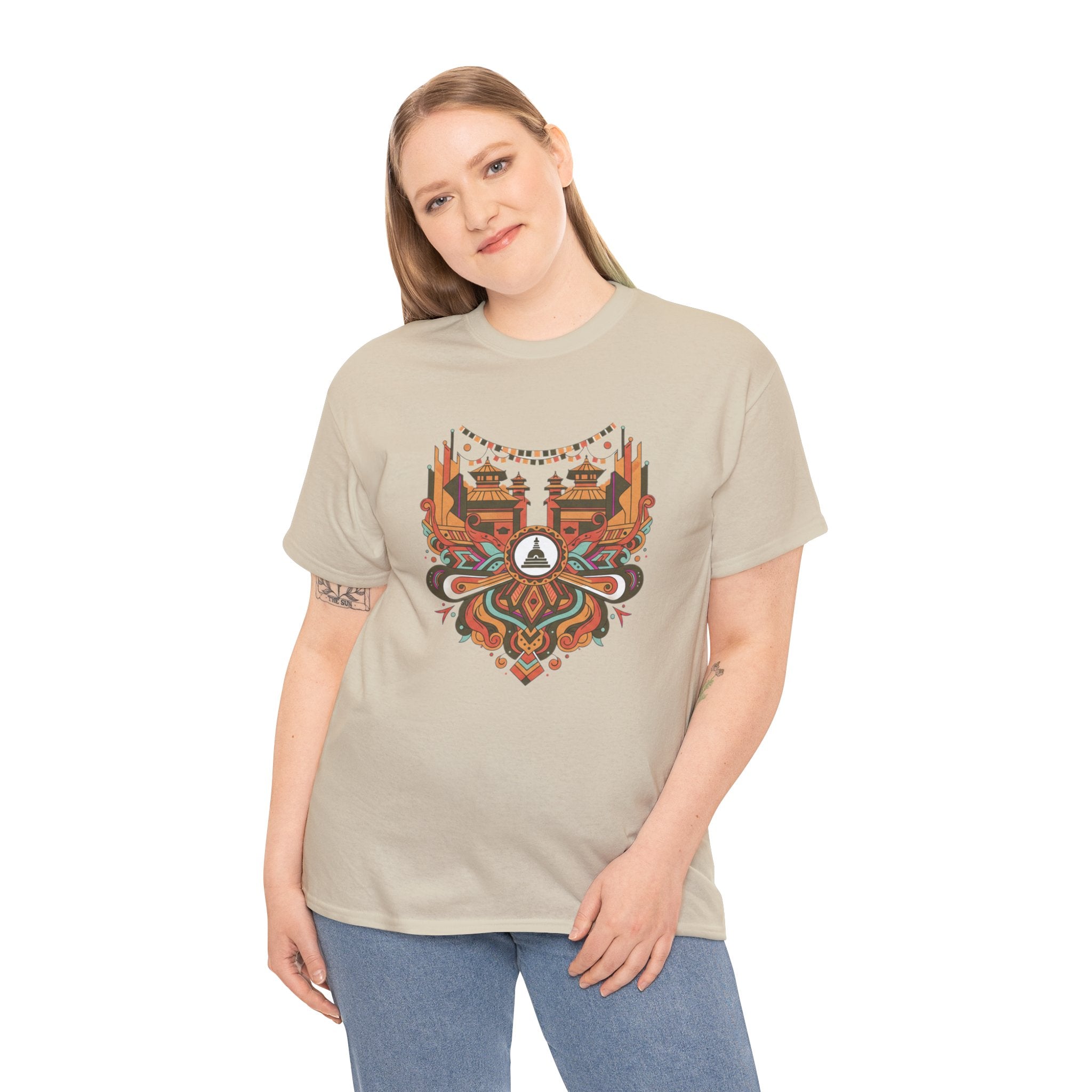 Mandala Cityscape Tee — Boho Urban Art Graphic T-Shirt