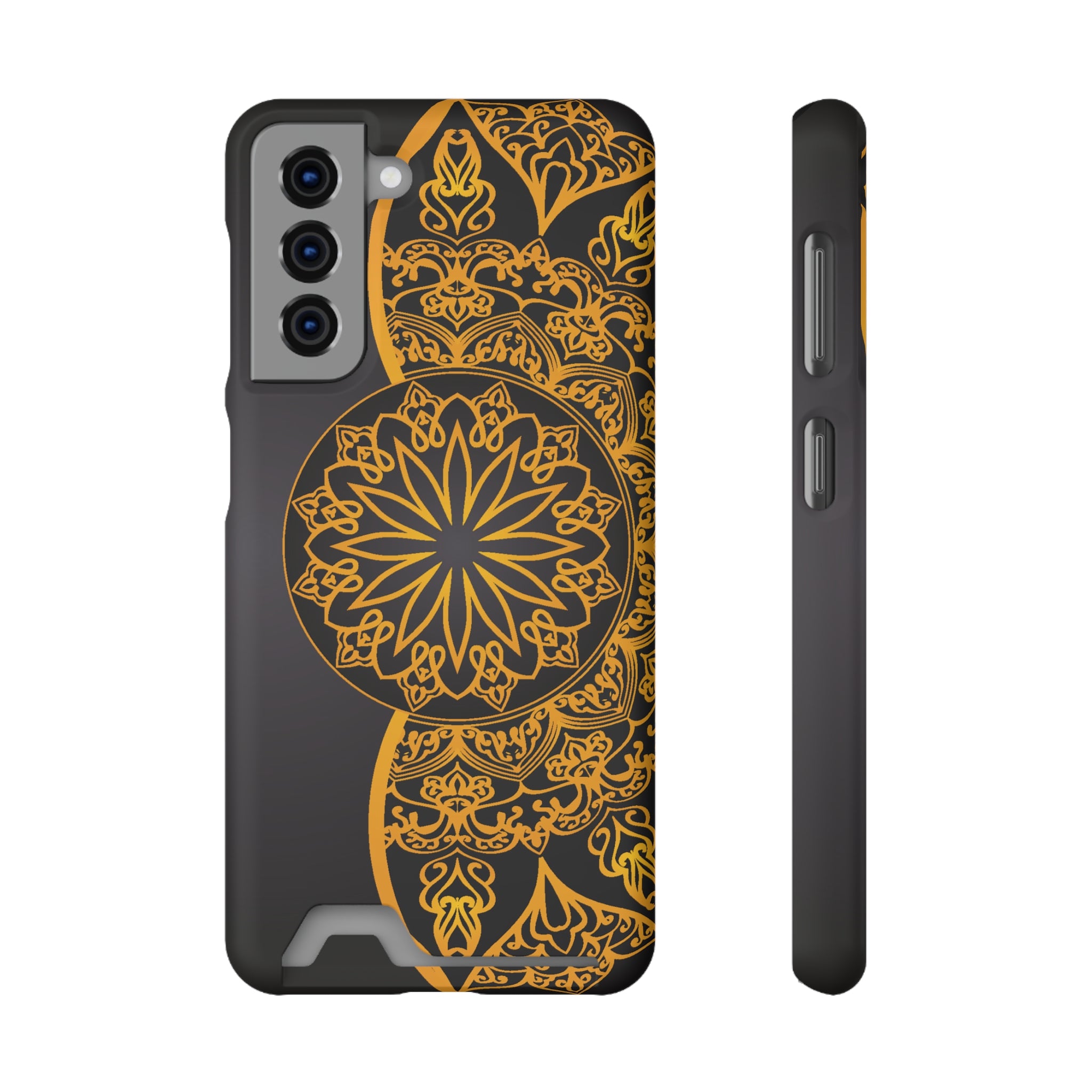 Elegant Mandala Phone Case With Card Holder, Boho Chic Gift, Smartphone Protector, Functional Accessory, Stylish Tech Decor