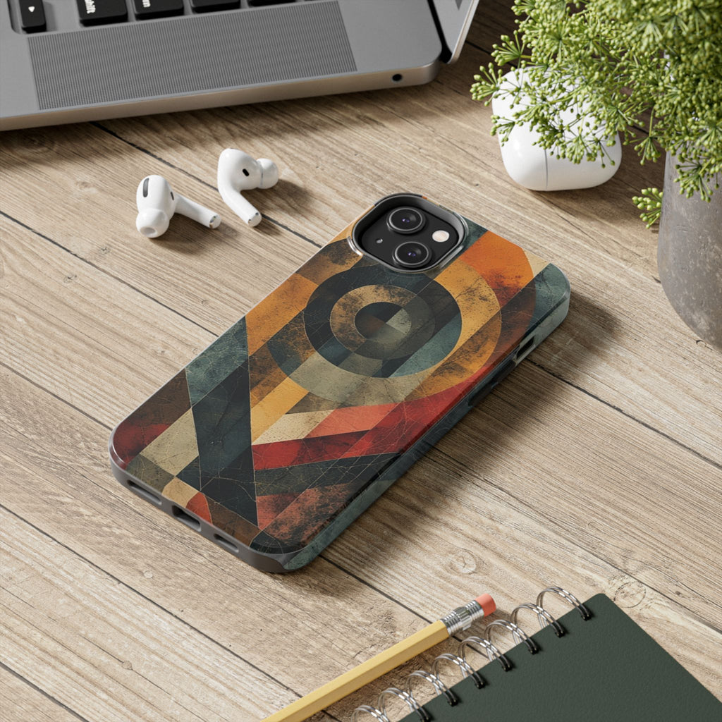 Retro Geometric Tough Phone Case — Vintage Target Circle Design