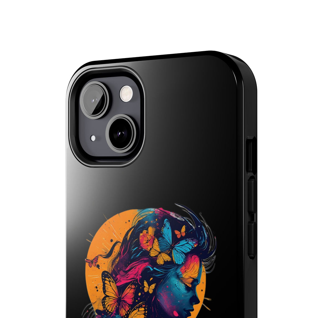Butterfly Silhouette Tough Phone Case — Colorful Woman Art Protective Cover