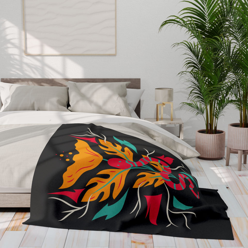 Arctic Fleece Blanket — Bold Floral Snake Print Throw