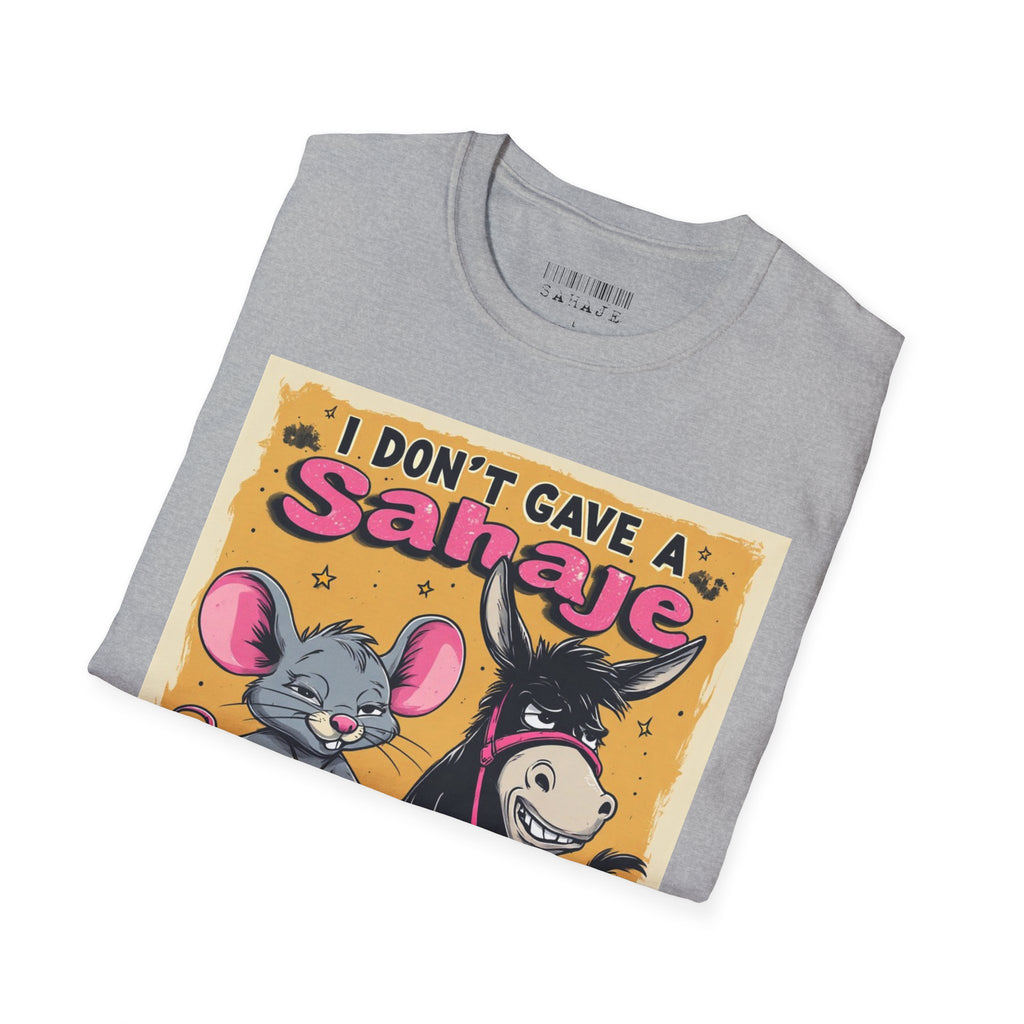 Don’t Give a Satrage T-Shirt — Funny Mouse & Donkey Cartoon Tee