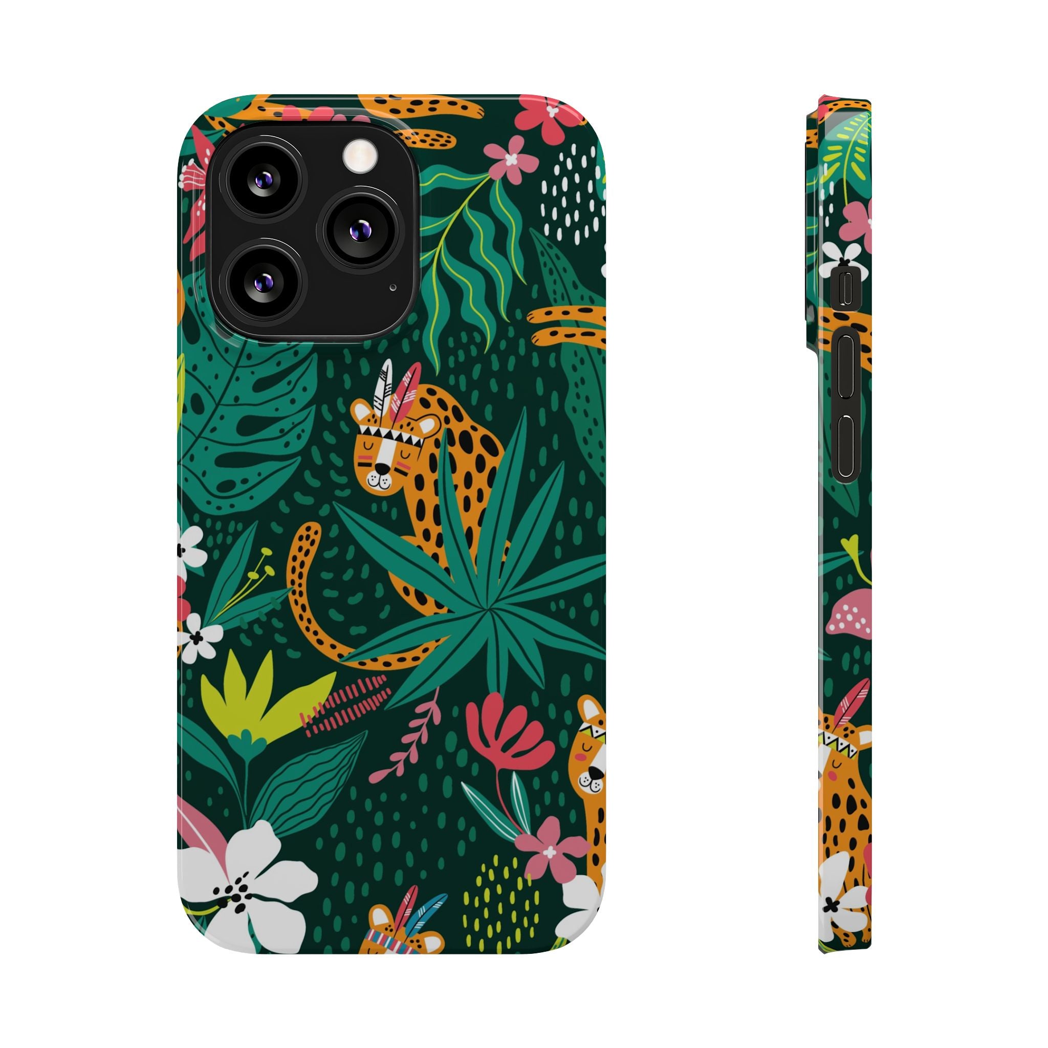 Slim Phone Case — Tropical Jungle Leopard Floral Pattern (Slim Protective Phone Cover)