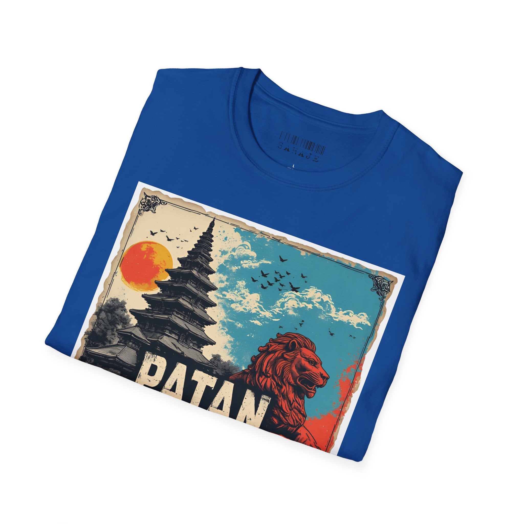 Patan City T-Shirt – Temple & Lion Graphic Tee, Nepali Cultural Heritage Design