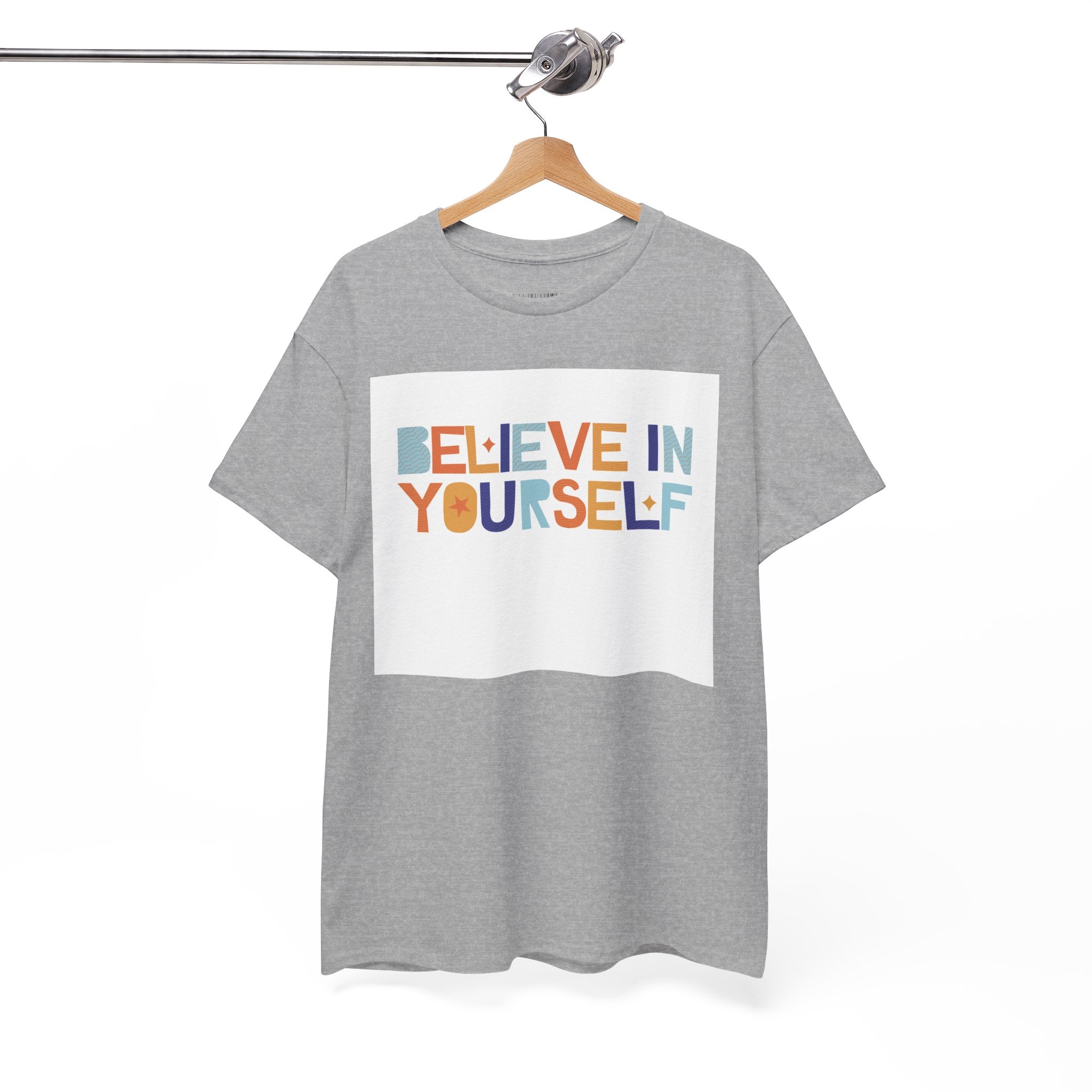 T-Shirt — "Believe in Yourself" Colorful Retro Motivational Tee