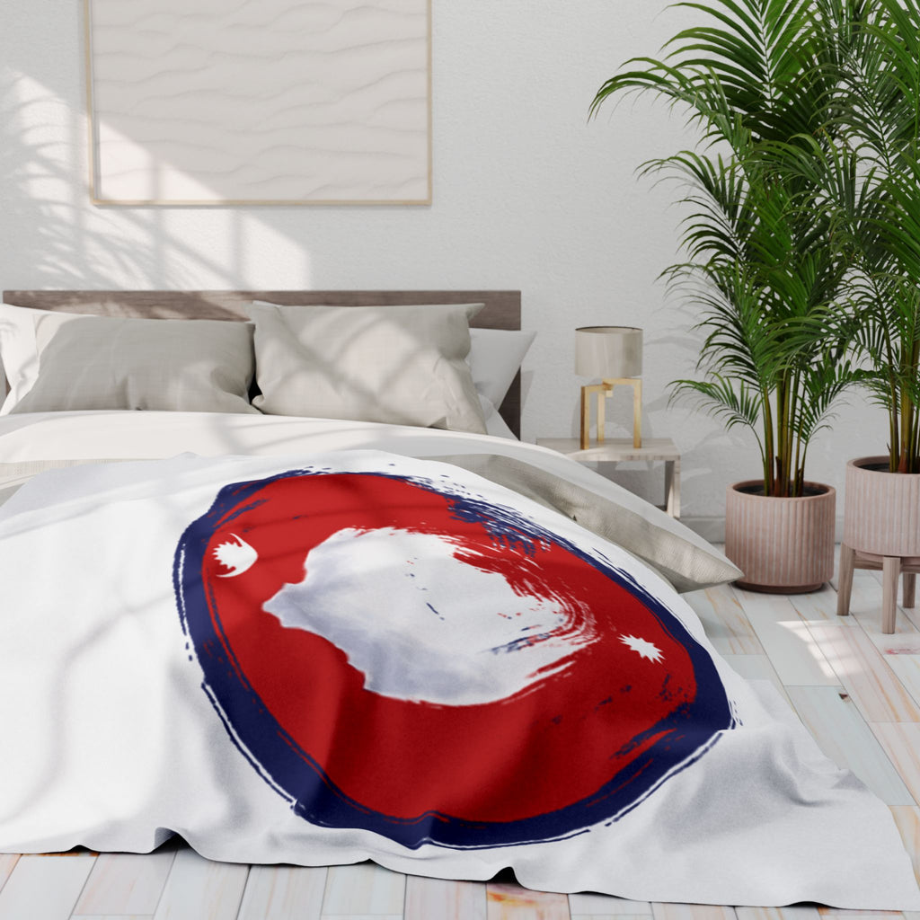 Fleece Blanket — Nepal Flag Brush Stroke Circle Design