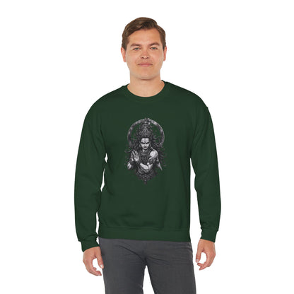 Shiva Meditation Crewneck Sweatshirt — Detailed Shiva Portrait Spiritual Yoga Pullover