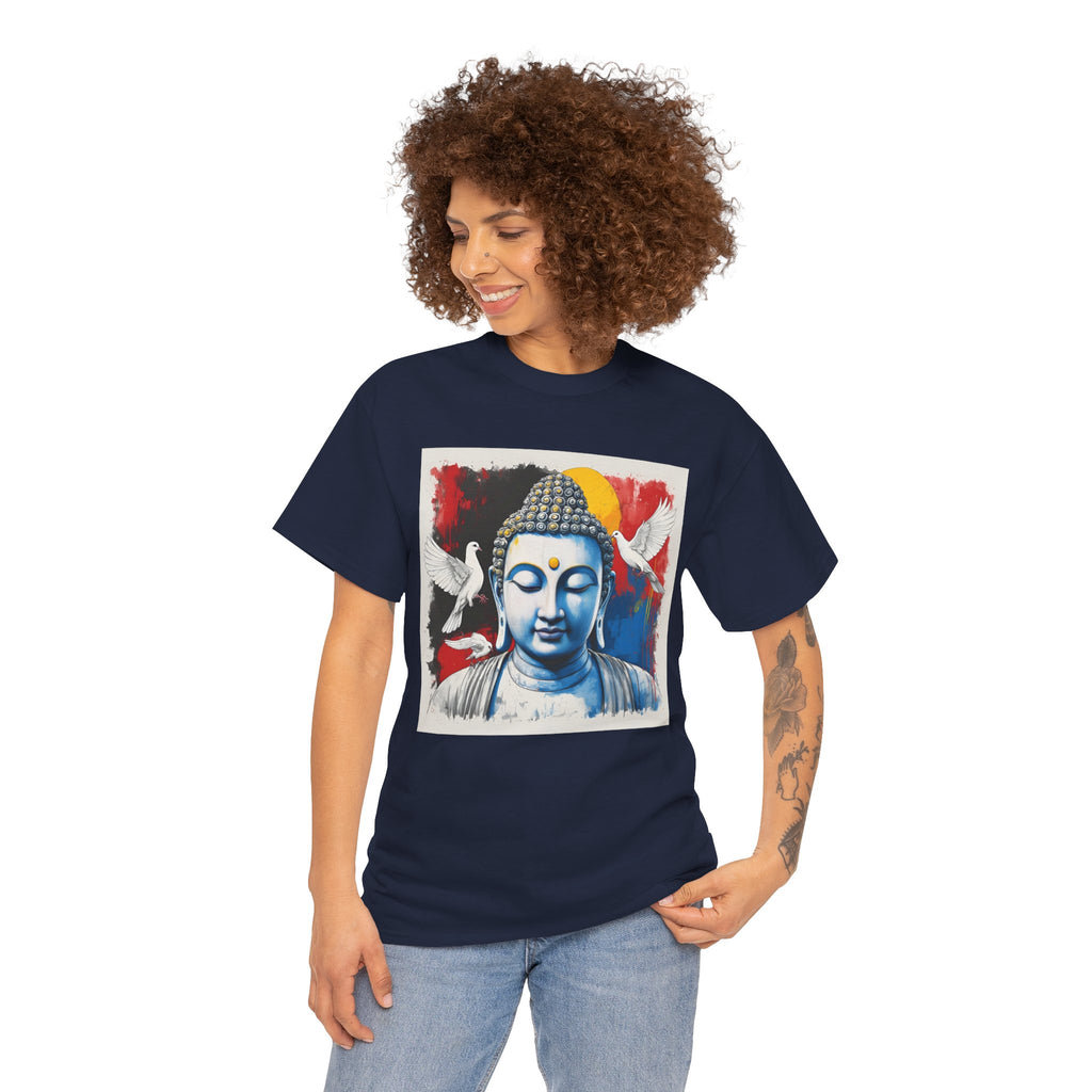 Buddha Peace Tee — Colorful Buddha & Doves Graphic T-Shirt