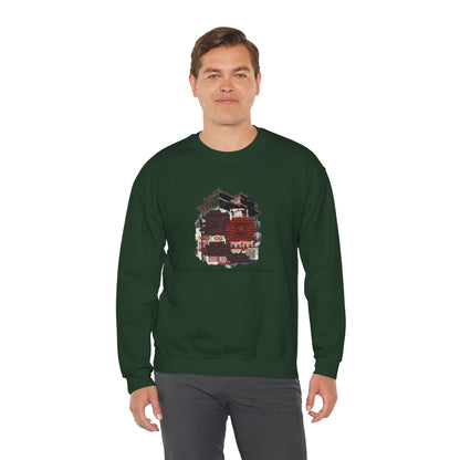Crewneck Sweatshirt — Cozy Vintage Cabin Illustration with Quote