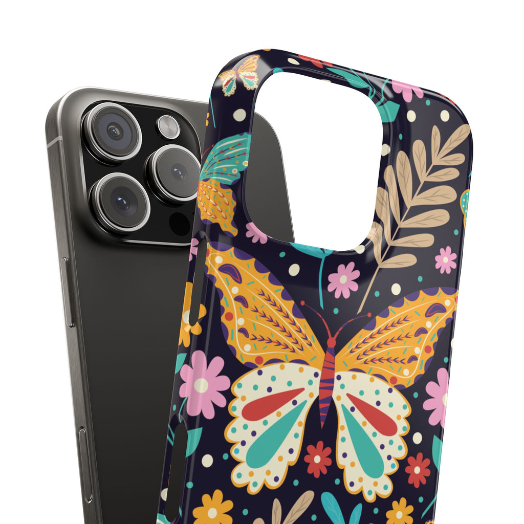 Butterfly Floral Slim Phone Case — Colorful Boho Garden Design