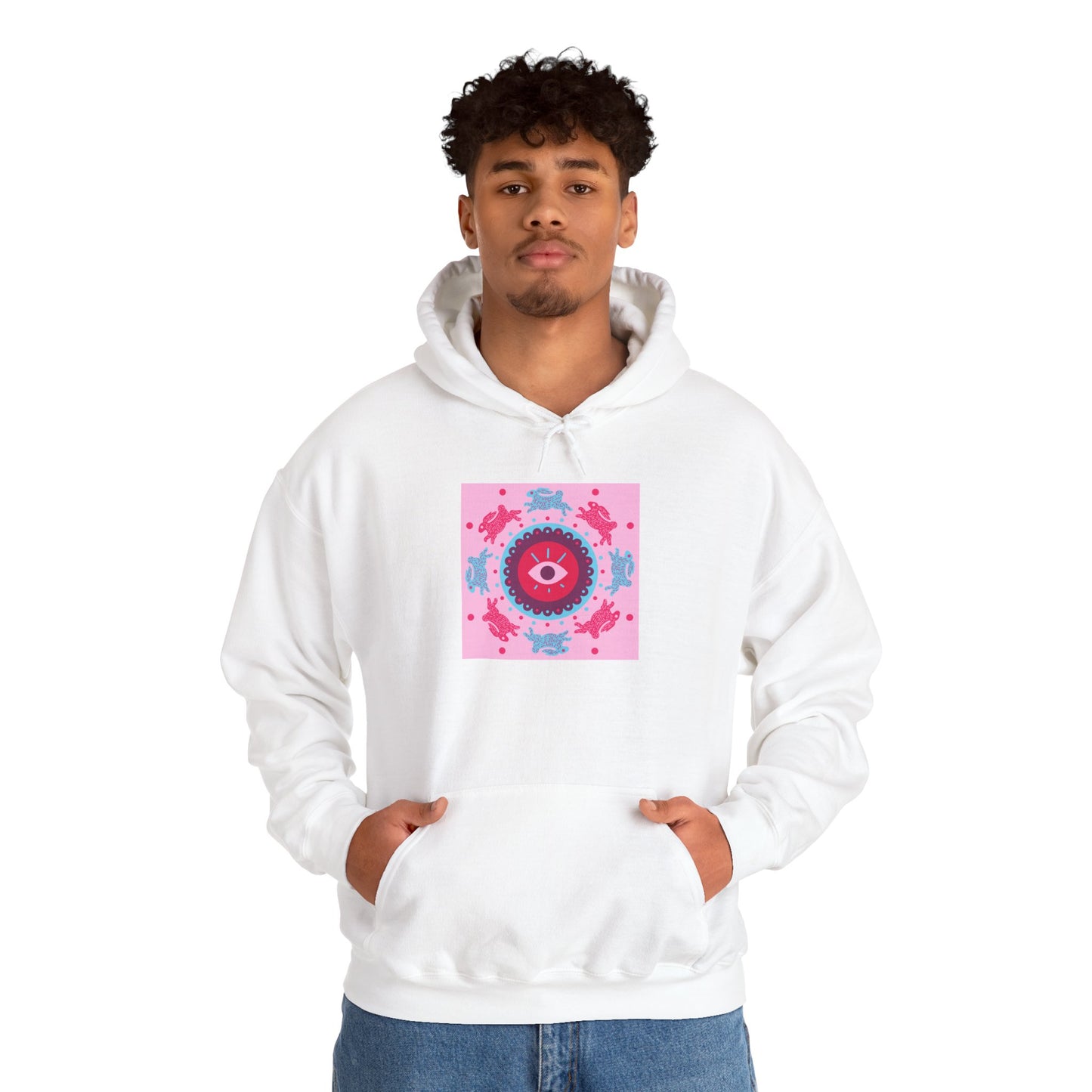 Kaleidoscope Heart Hoodie — Pink Floral Mandala Graphic Hoodie