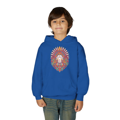 Youth Hoodie with Colorful Sugar Skull Goddess Design — Day of the Dead Kids Pullover