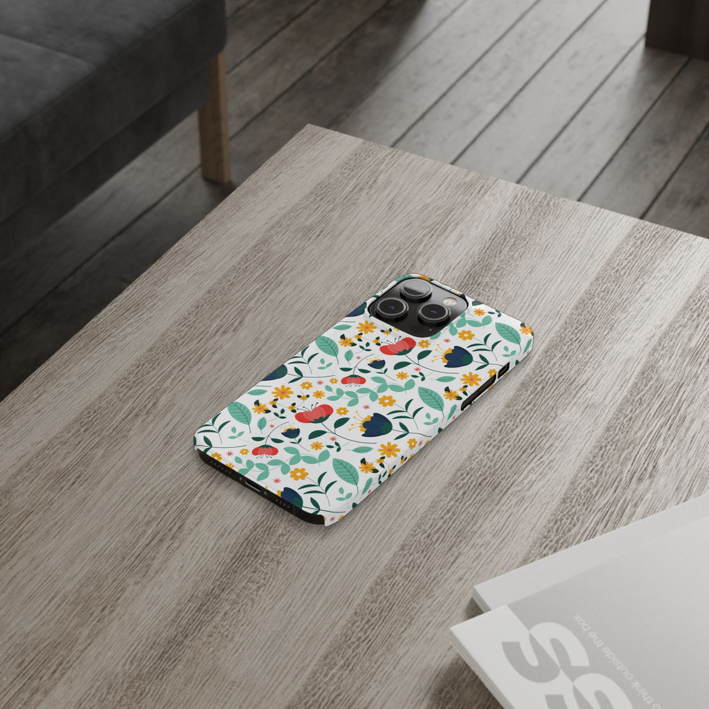 Floral Slim Phone Case — Colorful Folk Flower Pattern