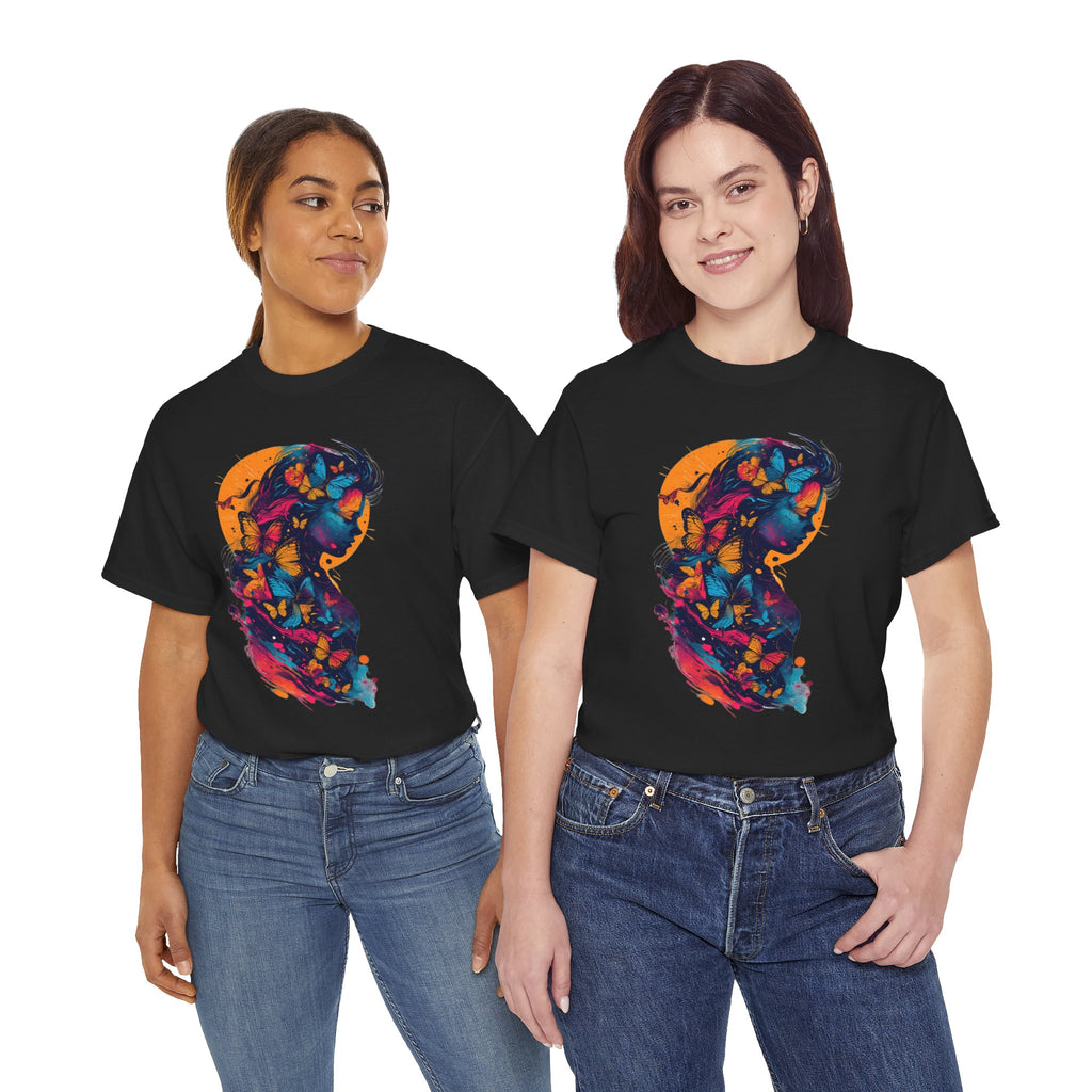 Butterfly Silhouette Graphic Tee — Colorful Maternity Profile Design